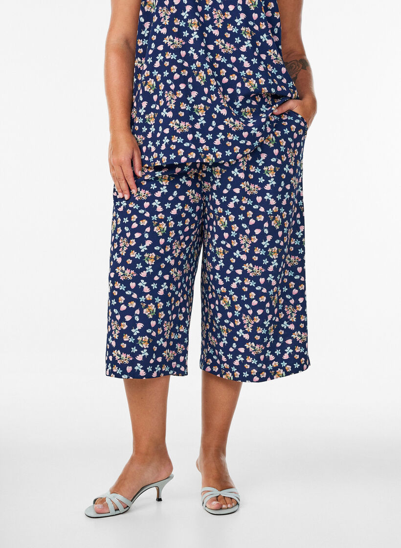 Culotte-Hose mit Print, Blau, Model image number 2