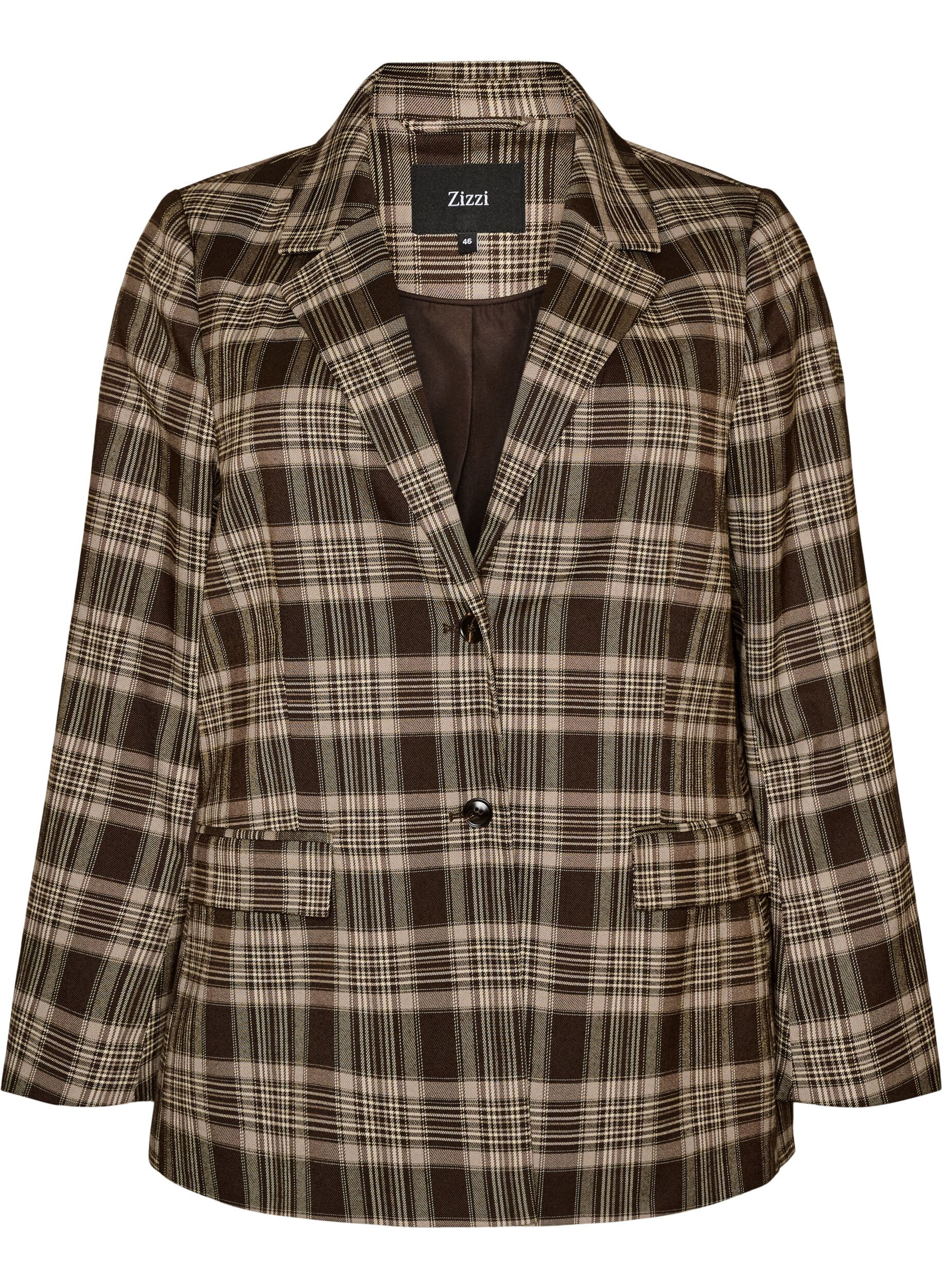 Karierter Blazer mit Taschen und Gehschlitz