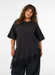 Jerseybluse im Lagenlook mit Spitze, Schwarz, Model image number 0