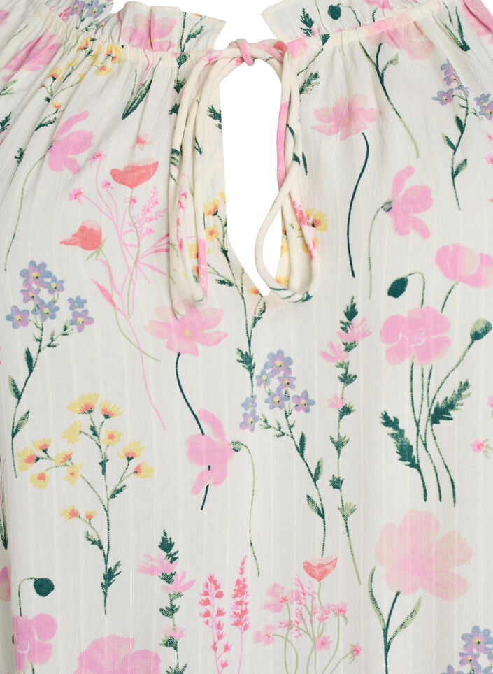 Blouse en viscose &agrave; fleurs avec manches mi-longues, Vanille, Packshot image number 2