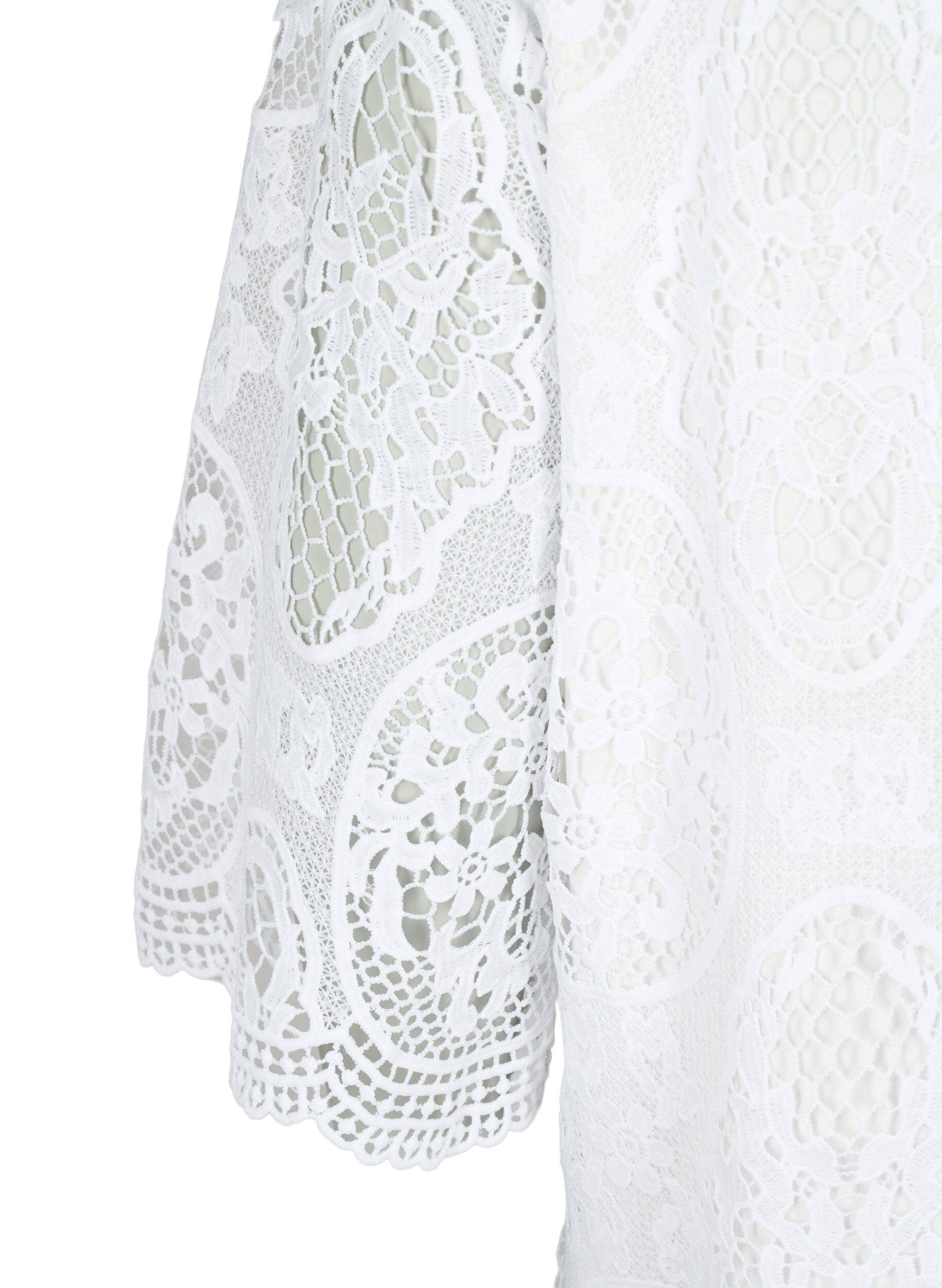 Zizzi Robe de soir&eacute;e en dentelle &agrave; manches courtes, Bright White, Packshot image number 3