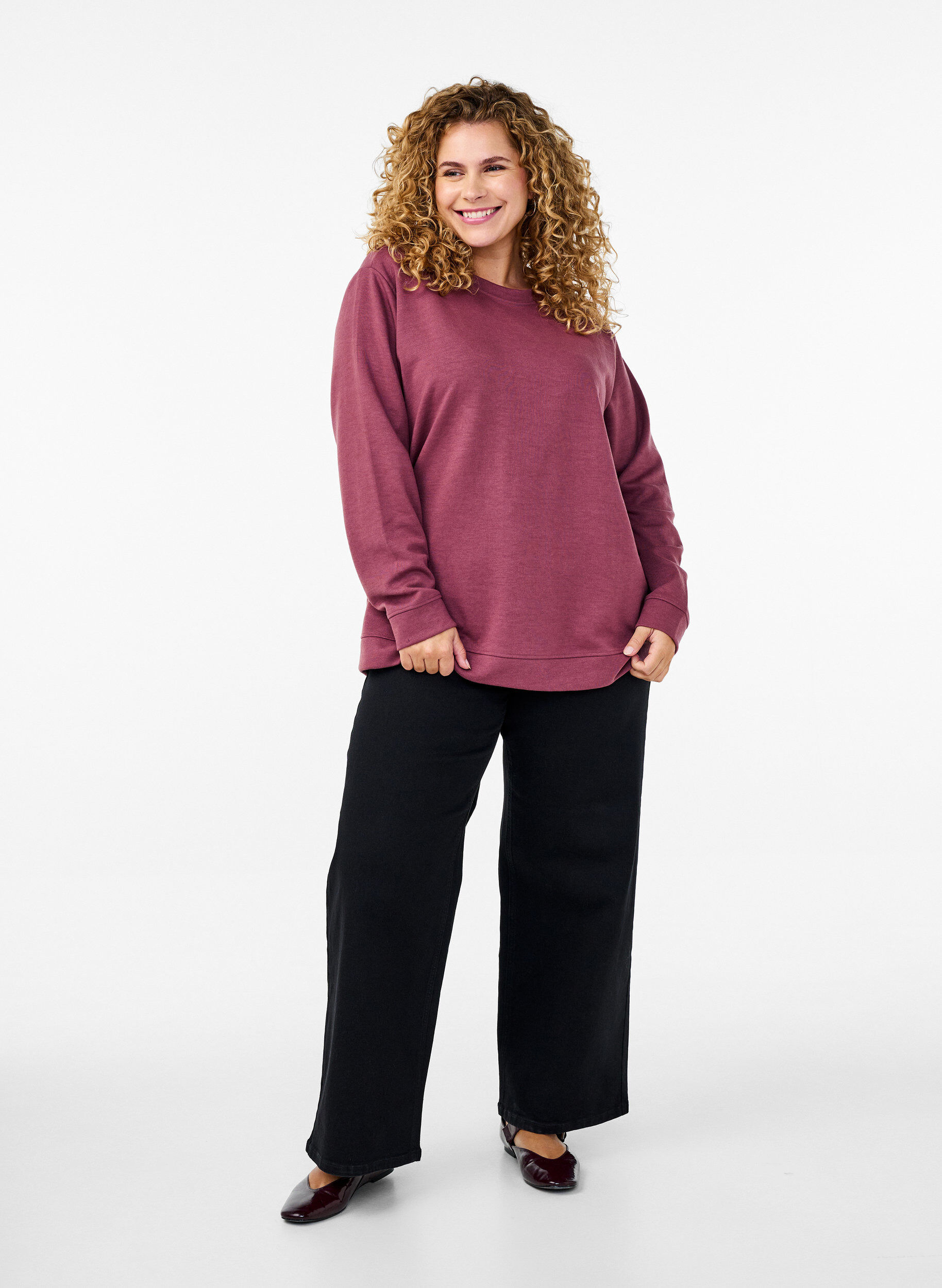 Zizzi FLASH - Sweat-shirt &agrave; col ras du cou, Marron, Model image number 1