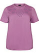 T-Shirt aus Bio-Baumwolle mit Lochstickerei, Lila, Packshot image number 0