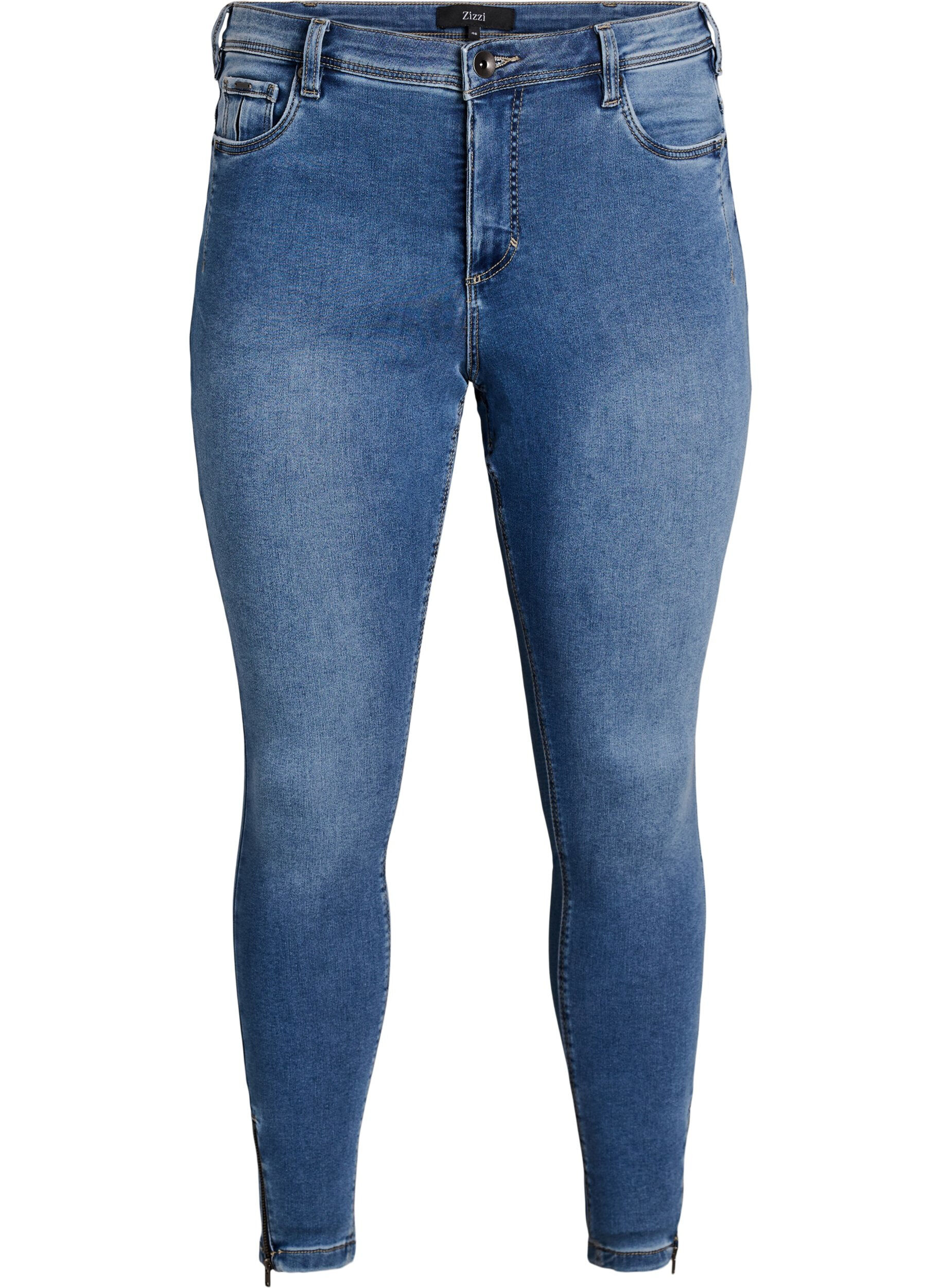 Jean crop Amy avec d&eacute;tails zipp&eacute;s