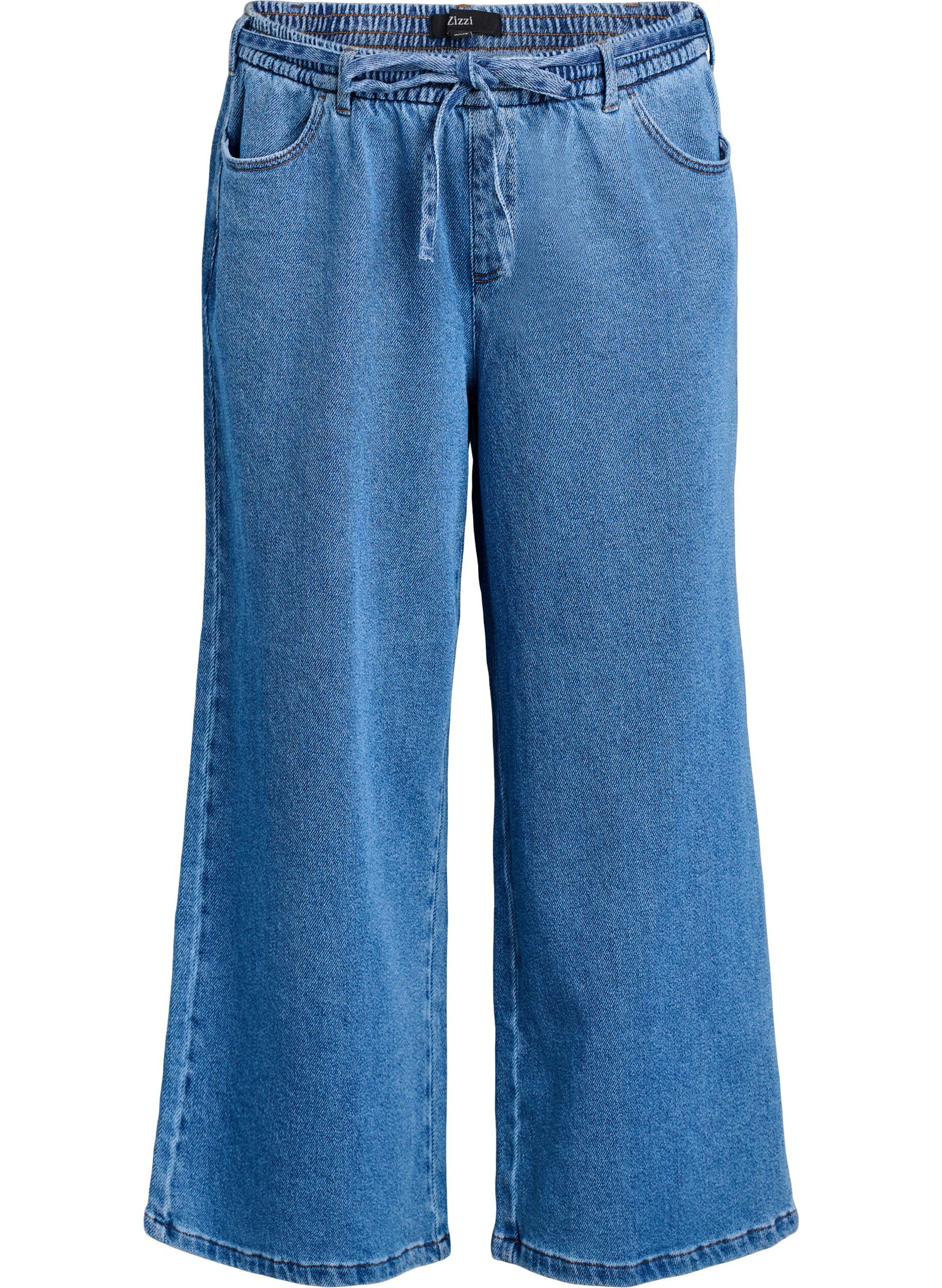 Jeans mit lockerer Passform, elastischem Bund und Tunnelzug