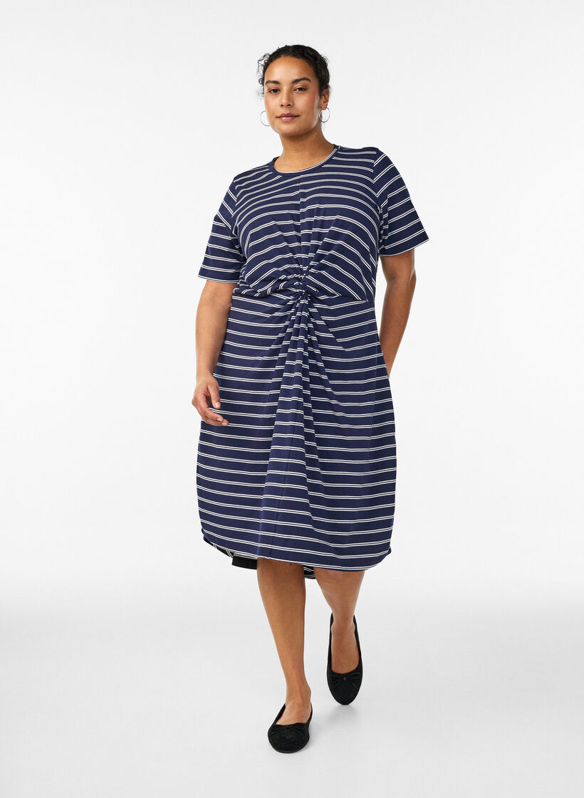 Kleid aus Baumwolle mit Twist-Detail, Blau, Model image number 1