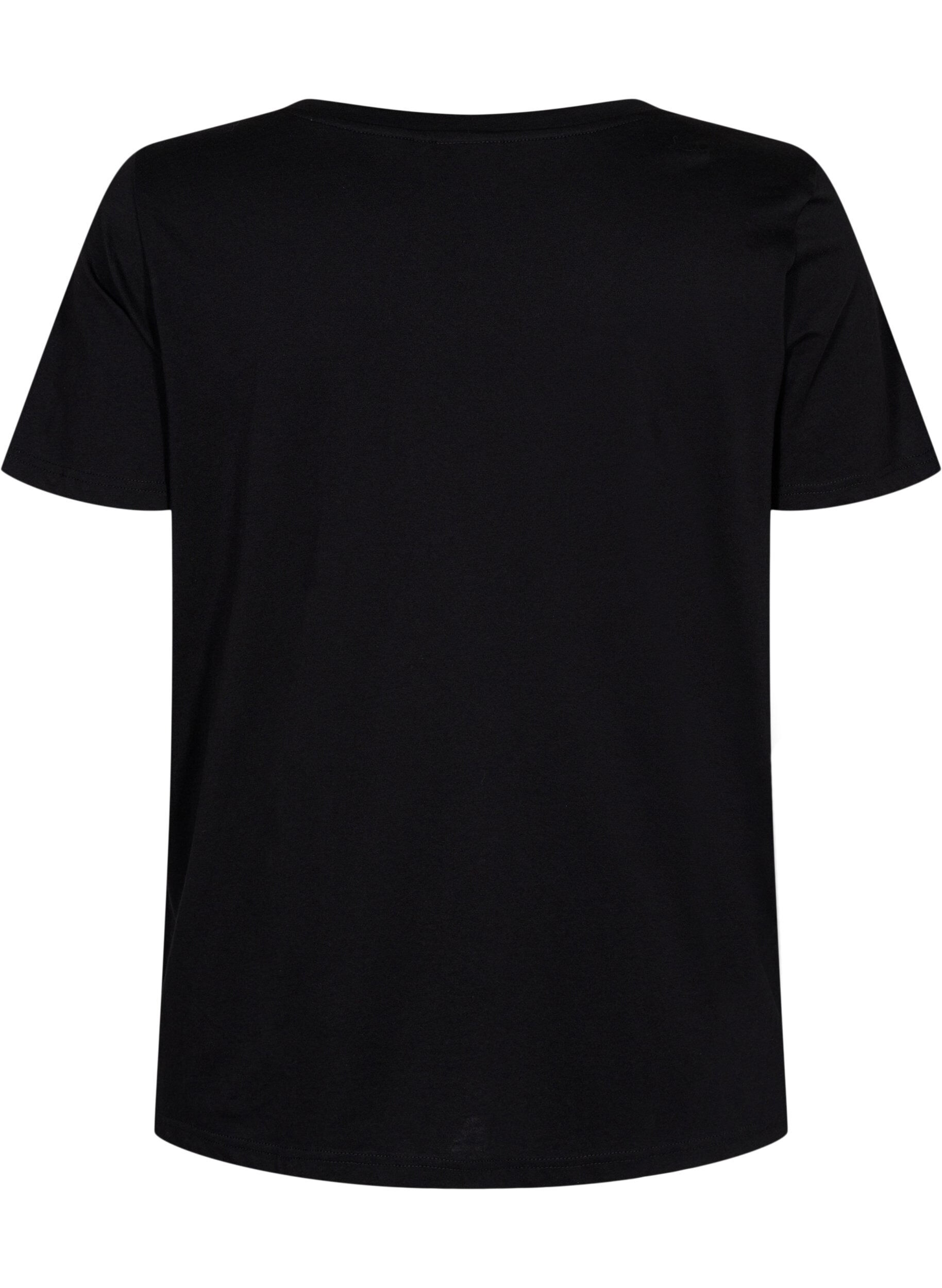 Zizzi T-shirt de sport avec imprim&eacute;, Black w. Pink A, Packshot image number 1