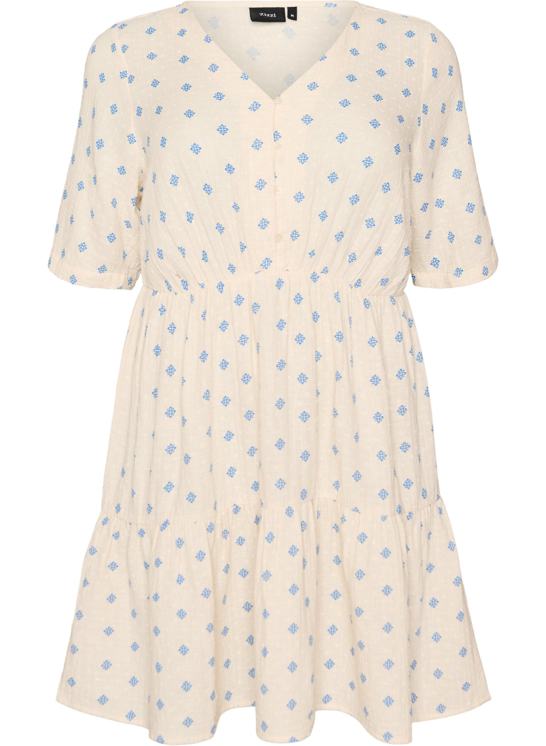 Robe imprim&eacute;e en coton avec une taille &eacute;lastique