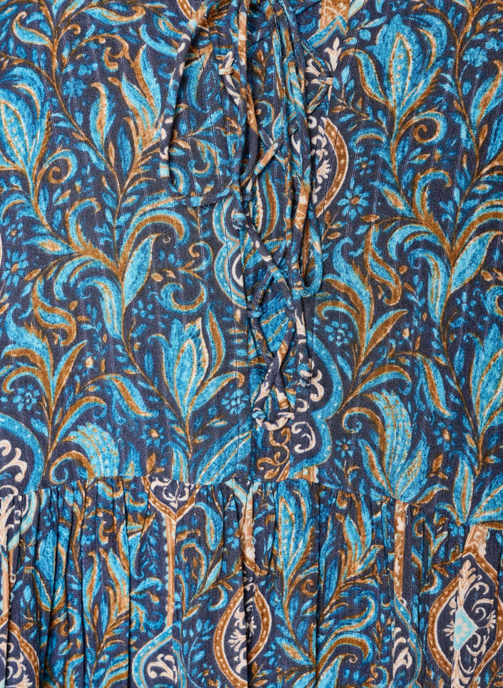 Bluse mit Paisleymuster und Spitzendetails, Blau, Packshot image number 2