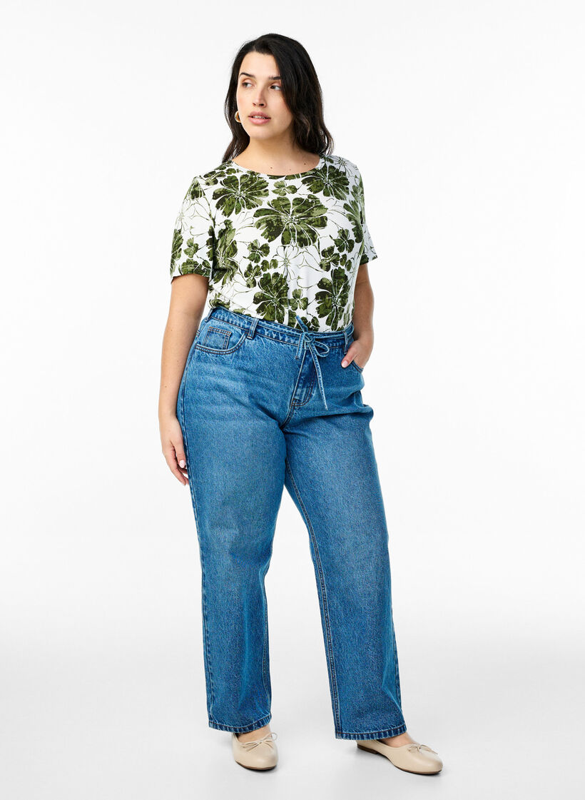 T-Shirt mit floralem Print, Gr&uuml;n, Model image number 1