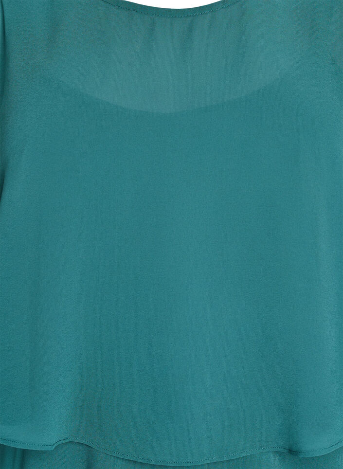 Maxikleid mit R&uuml;schen-Volants und abnehmbarem Cape, Gr&uuml;n, Packshot image number 2