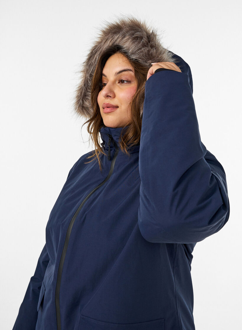 Parka imperm&eacute;able &agrave; capuche, Bleu, Model image number 3