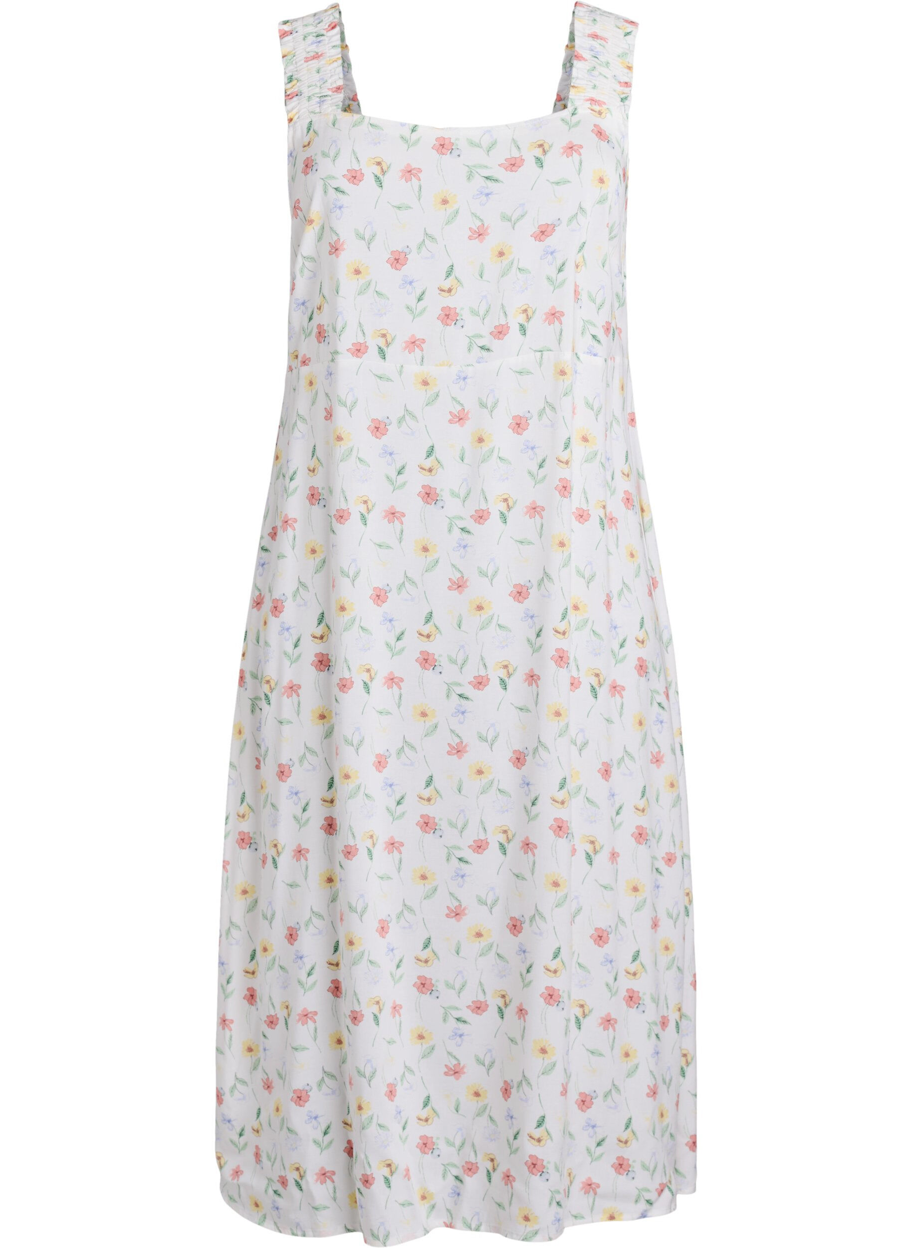 Zizzi Sommerkleid mit breiten Tr&auml;gern, Wei&szlig;, Packshot image number 0