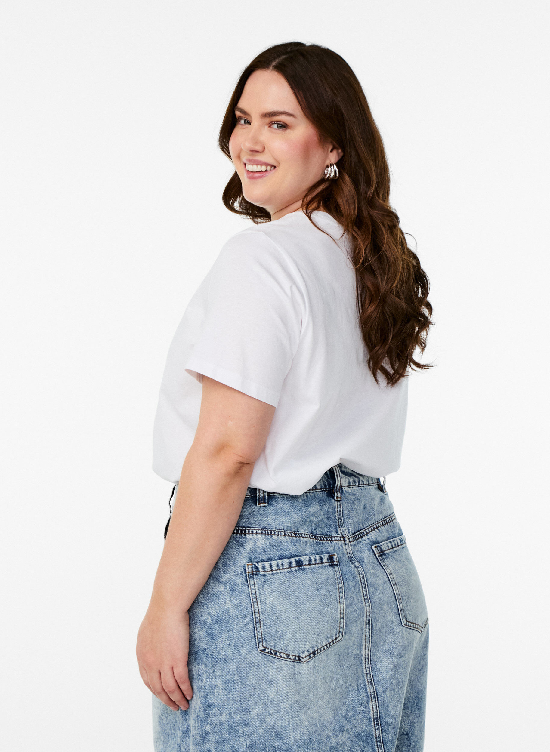 Zizzi T-Shirt mit Zitronenmuster, Wei&szlig;, Model image number 2