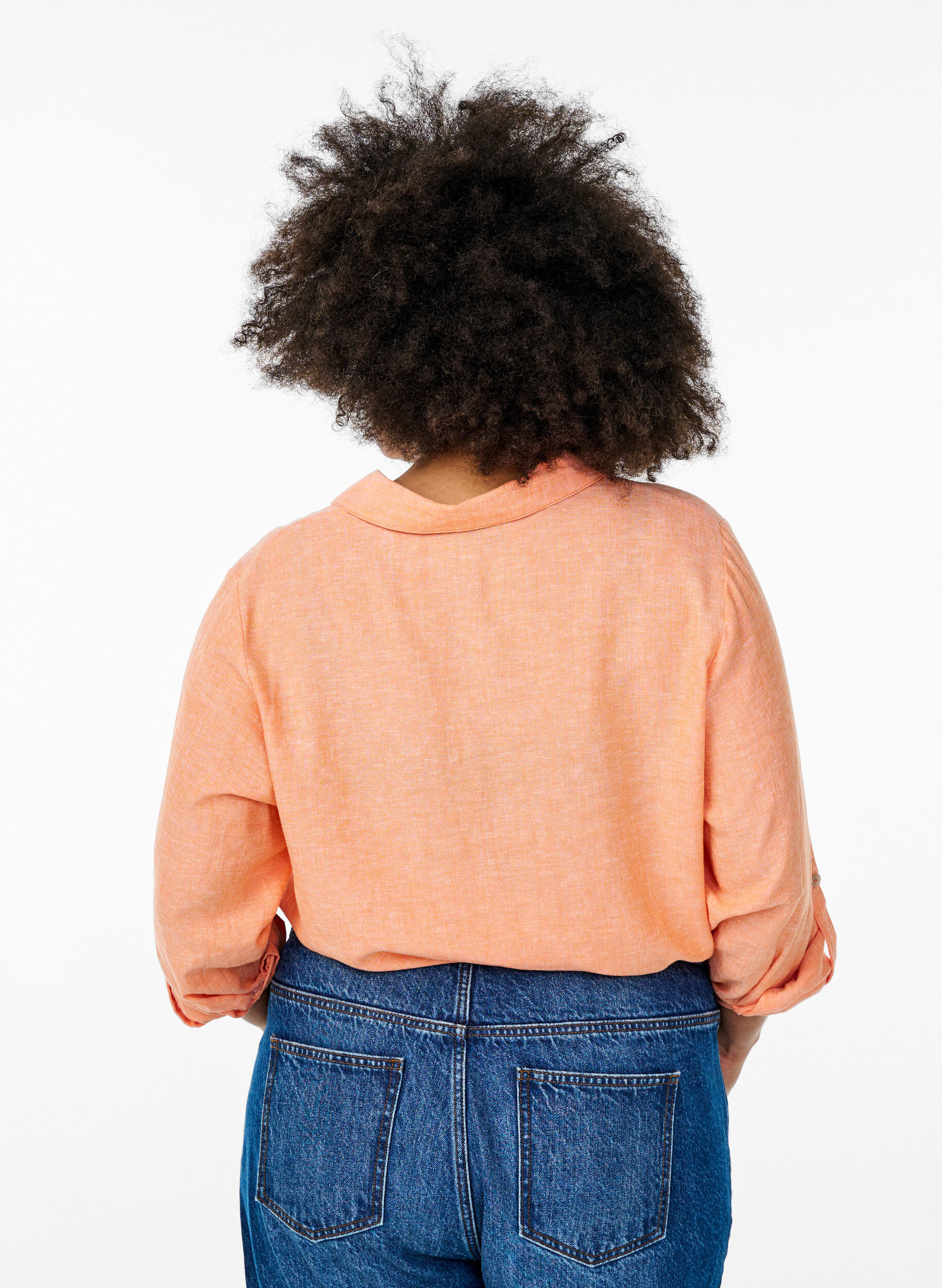 ZizziBluse aus Leinen und Viskose mit 3/4-&Auml;rmeln, Orange, Model image number 2