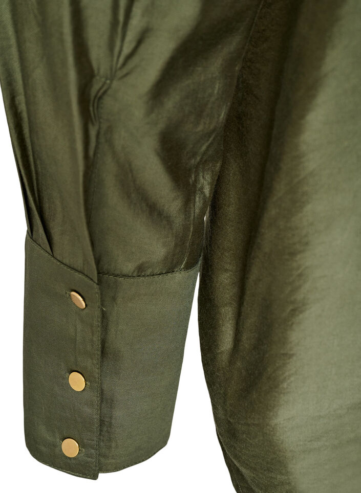 Bluse aus Viskose mit goldenen Kn&ouml;pfen, Gr&uuml;n, Packshot image number 3