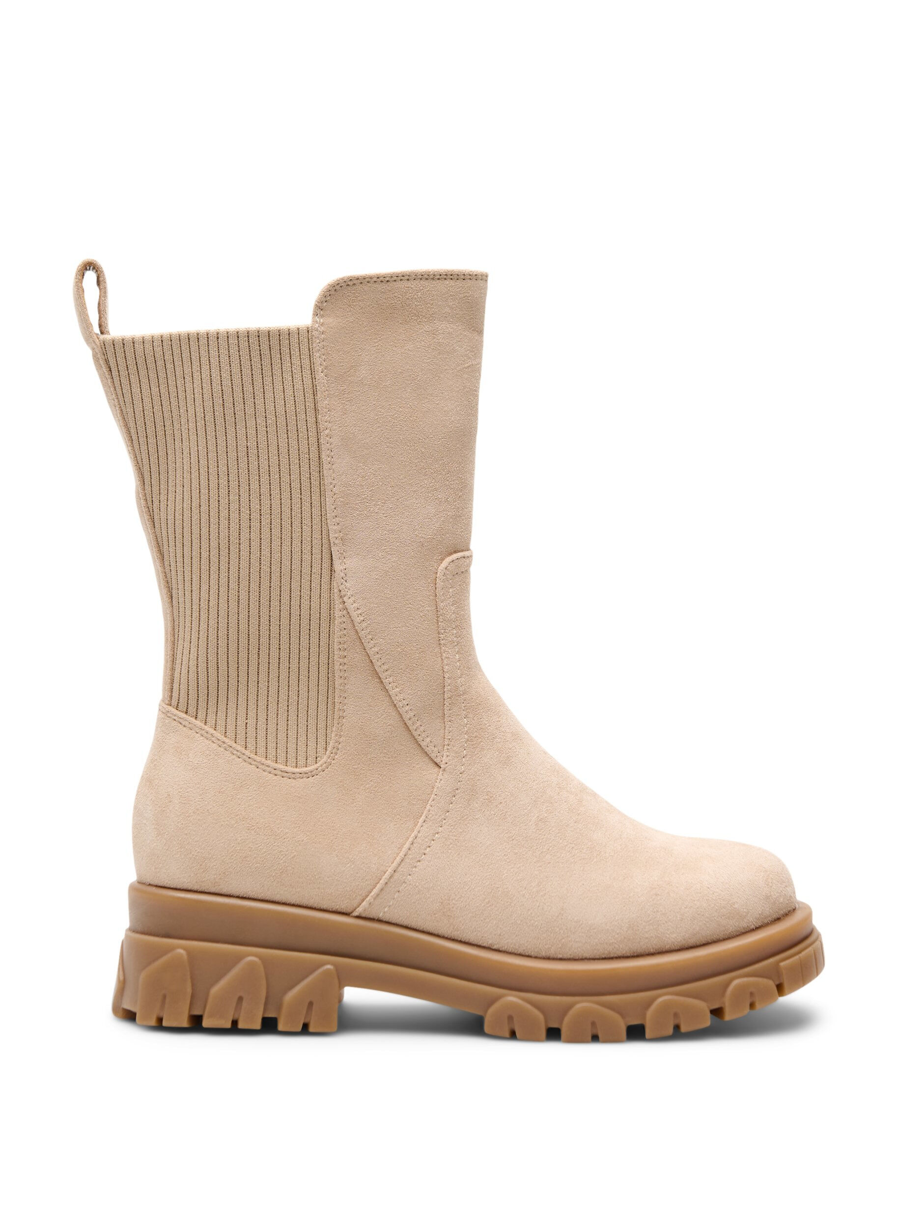 Zizzi Extra-Weite - Grober Stiefel aus Wildlederimitat., Beige, Packshot image number 0