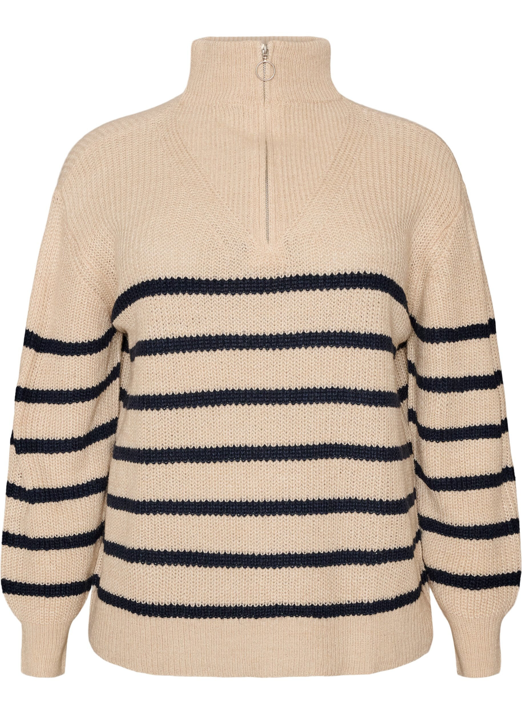 ZizziPull en tricot avec col haut et fermeture &eacute;clair, Vanille, Packshot image number 0