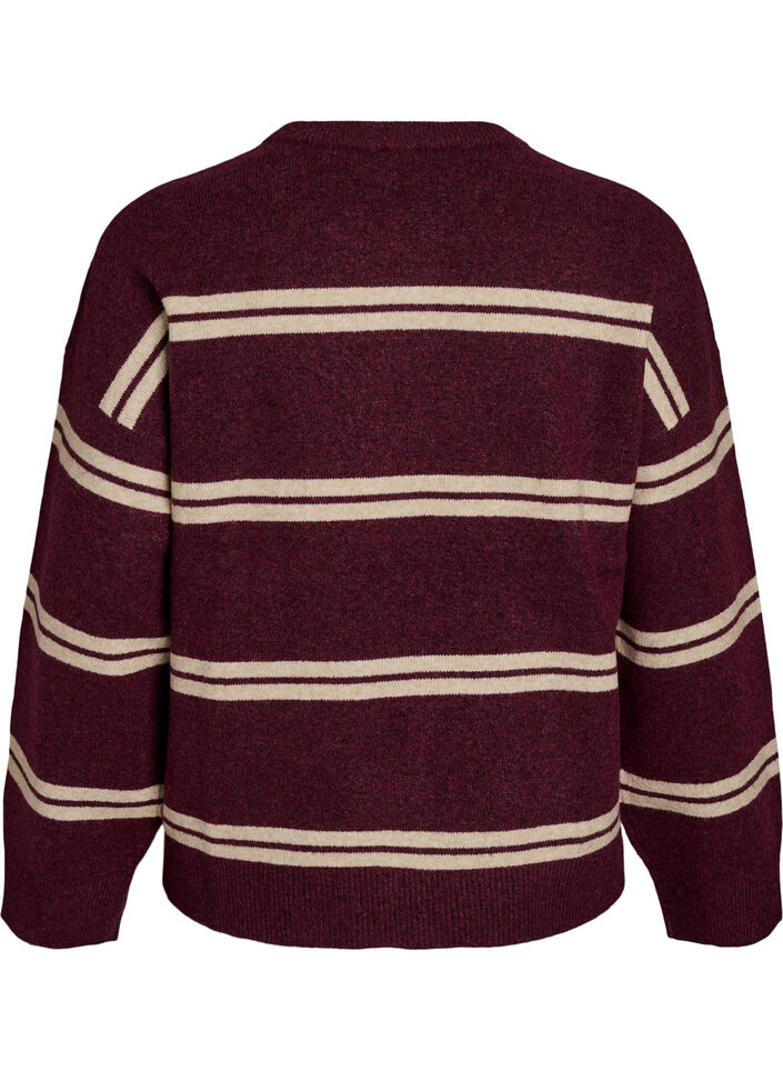 Blouse en maille avec doubles rayures contrastantes, Bordeaux, Packshot image number 1