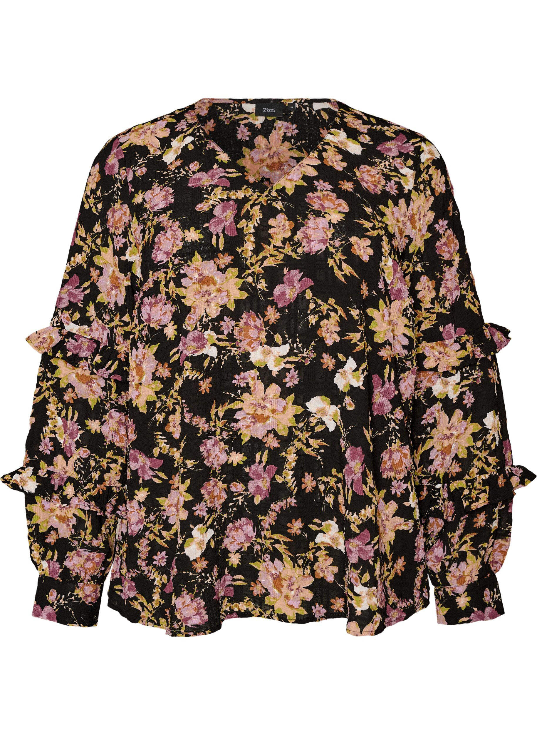 Bluse mit Blumenprint und R&uuml;schendetails