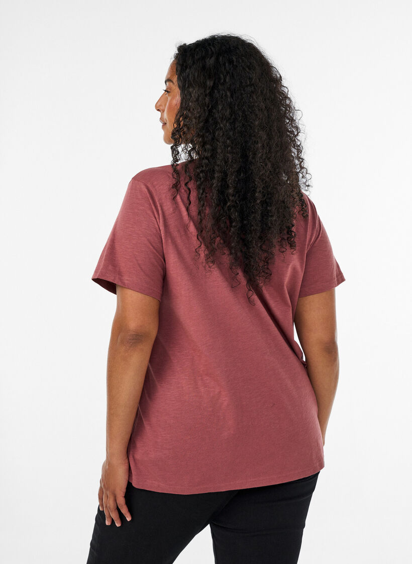 T-shirt dot&eacute; de boutons, Marron, Model image number 2