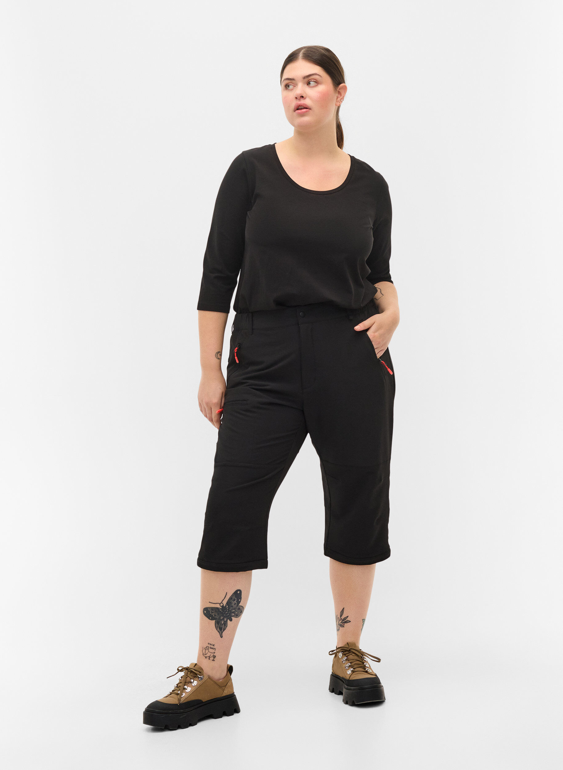 Zizzi Wanderhose mit abnehmbaren Beinen, Black, Model image number 2