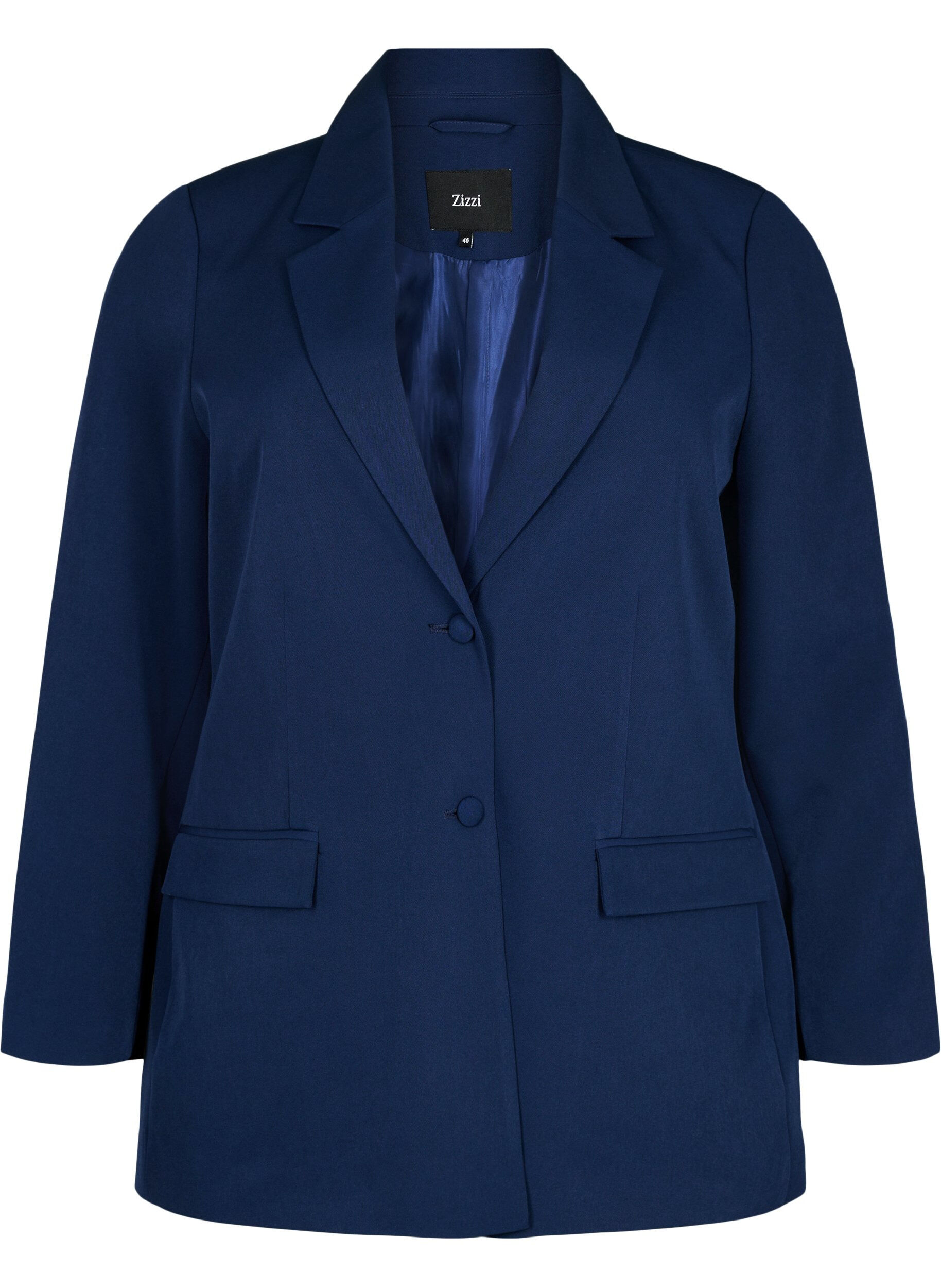 Zizzi Klassischer Blazer mit Knopfverschluss, Blau, Packshot image number 0