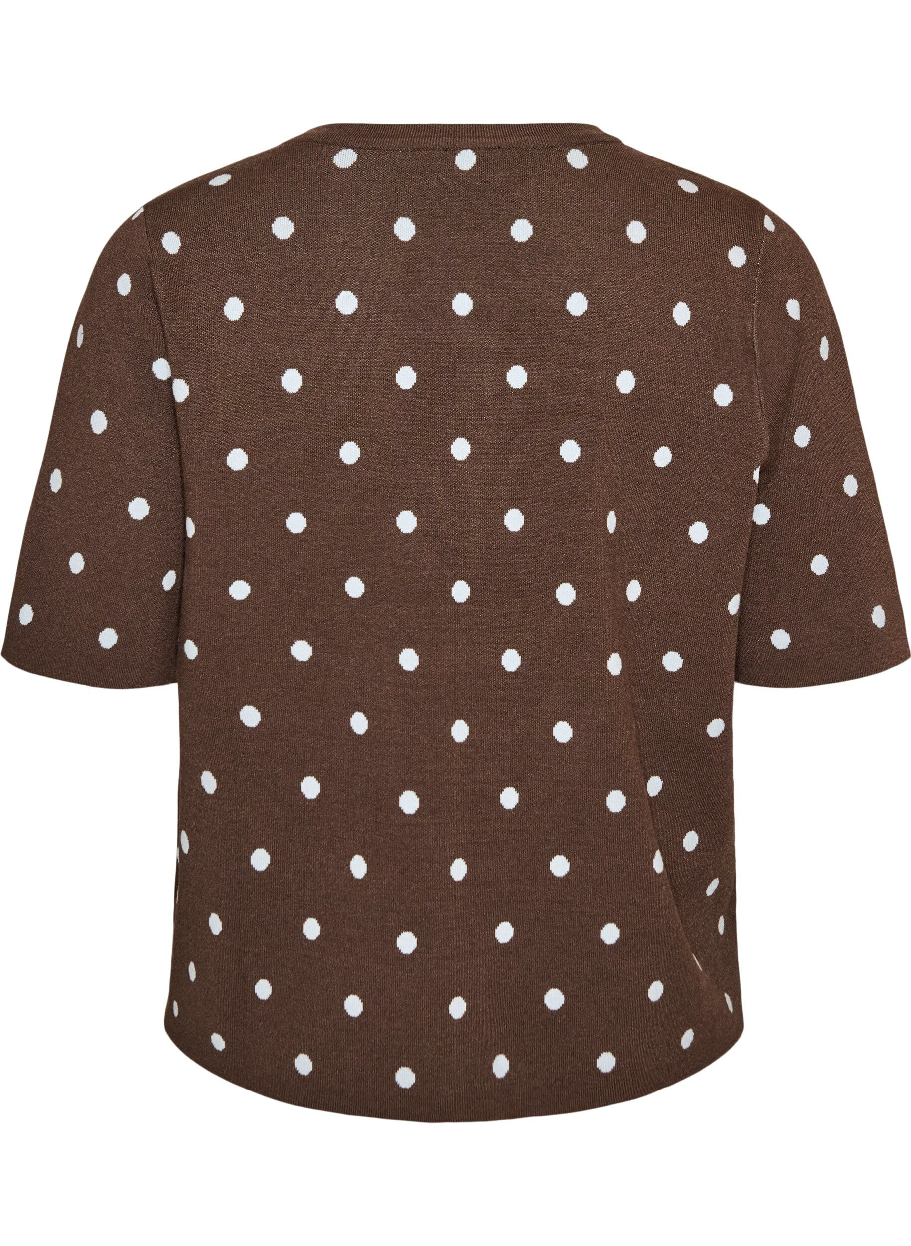 ZizziBlouse en maille &agrave; manches courtes &agrave; pois, Marron, Packshot image number 1