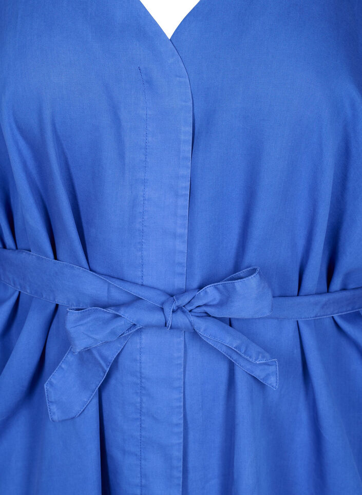 Kleid mit 3/4-&Auml;rmeln und Bindeband, Blau, Packshot image number 2