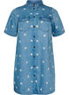 Robe courte en denim avec broderies florales, Bleu Clair, Packshot image number 0