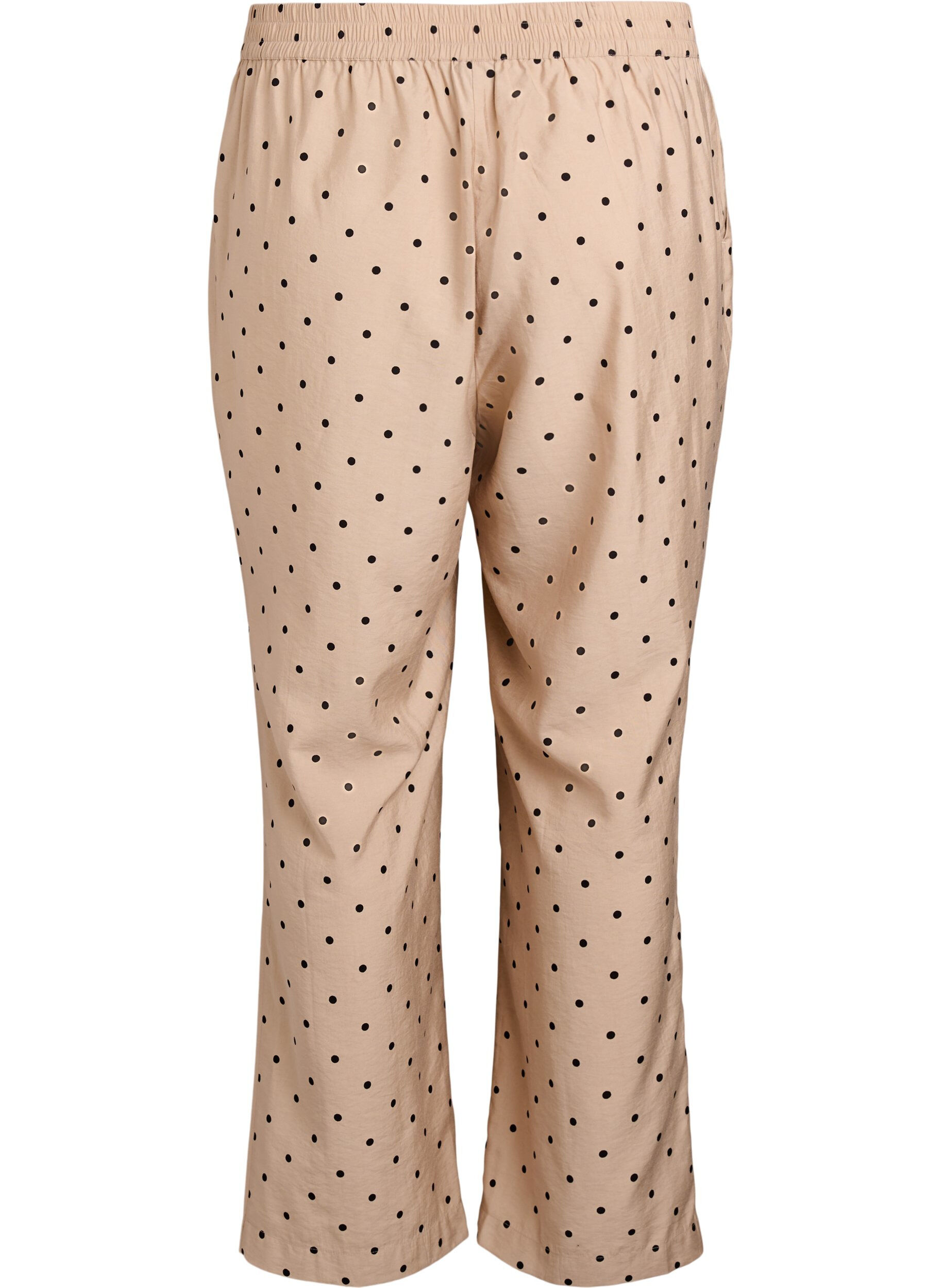 Zizzi Hose mit Polka Dots und geradem Bein, Beige, Packshot image number 1