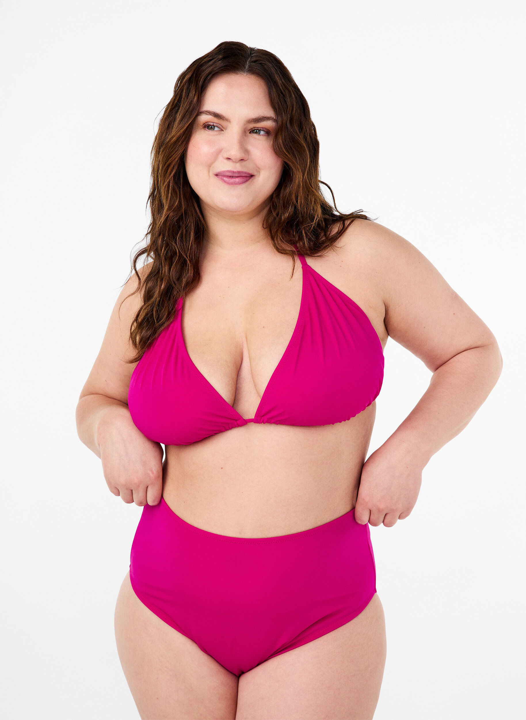Bas de bikinis &agrave; taille haute, Rose, Model