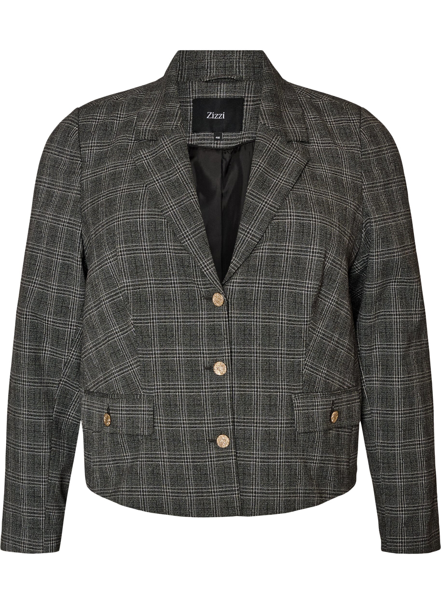 Kurzer Blazer mit Karomuster