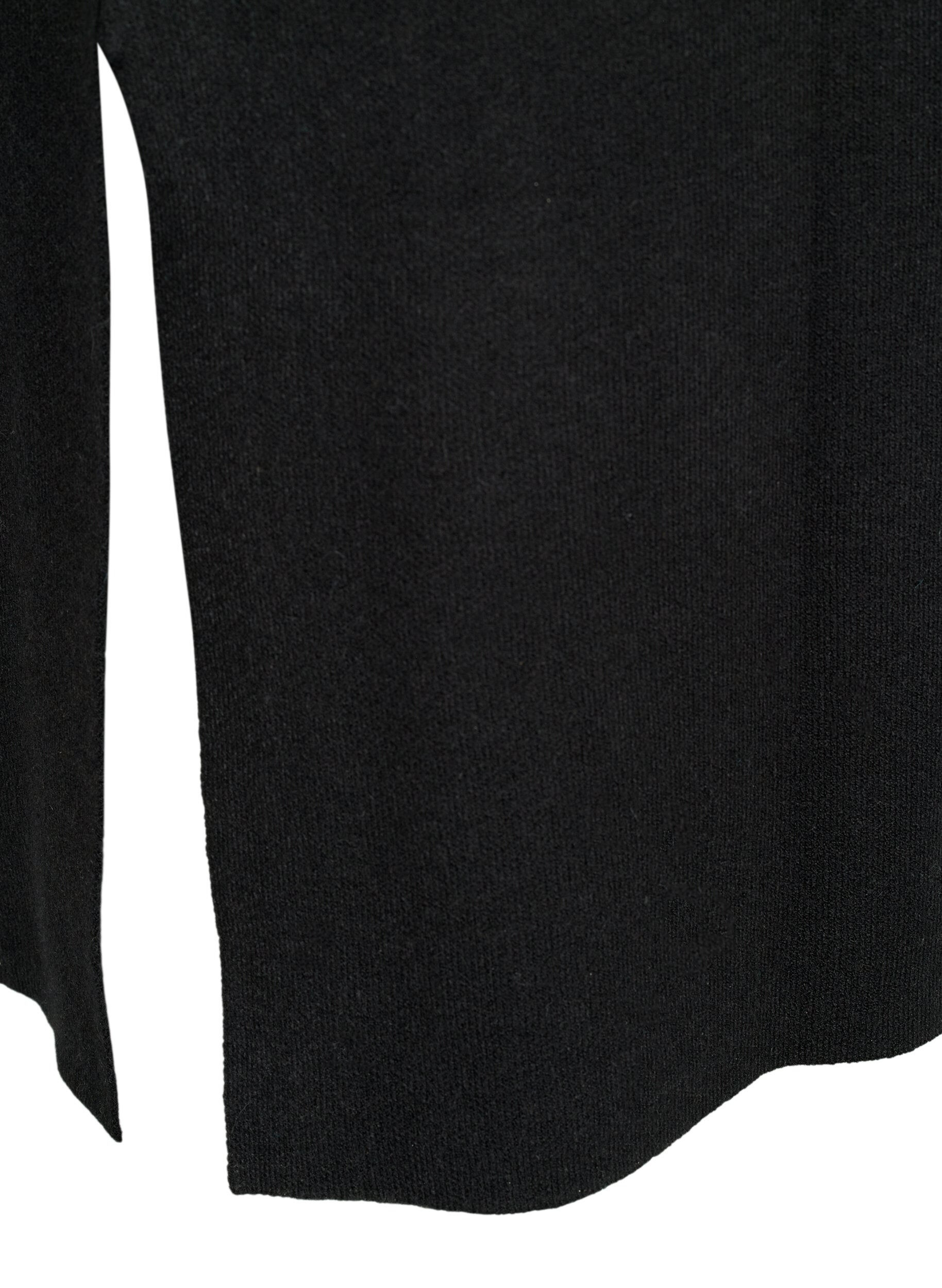 Zizzi Cardigan en tricot ray&eacute; en m&eacute;lange de viscose, Black w. Birch, Packshot image number 3
