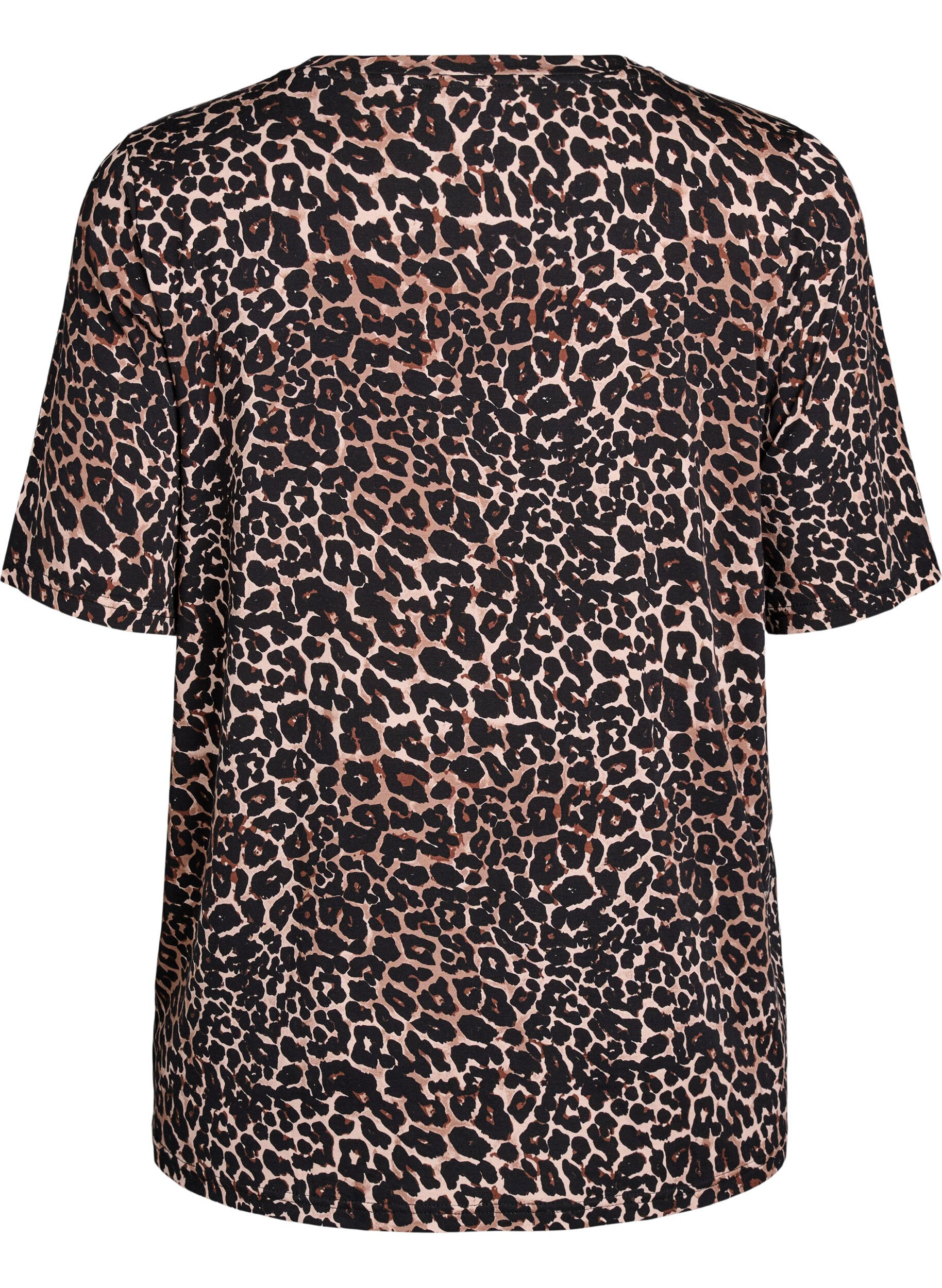 Zizzi T-Shirt mit TENCEL&trade; Lyocell und Leopardenmuster, Braun, Packshot image number 1