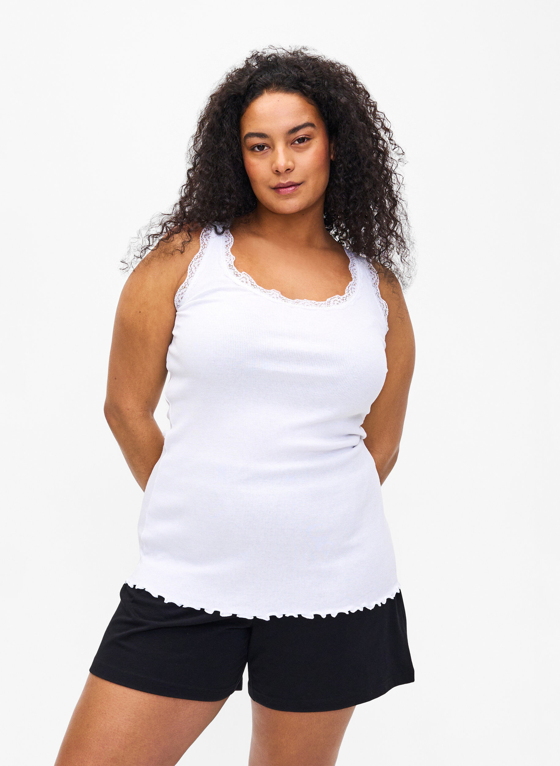 Haut &agrave; dentelle, Blanc, Model