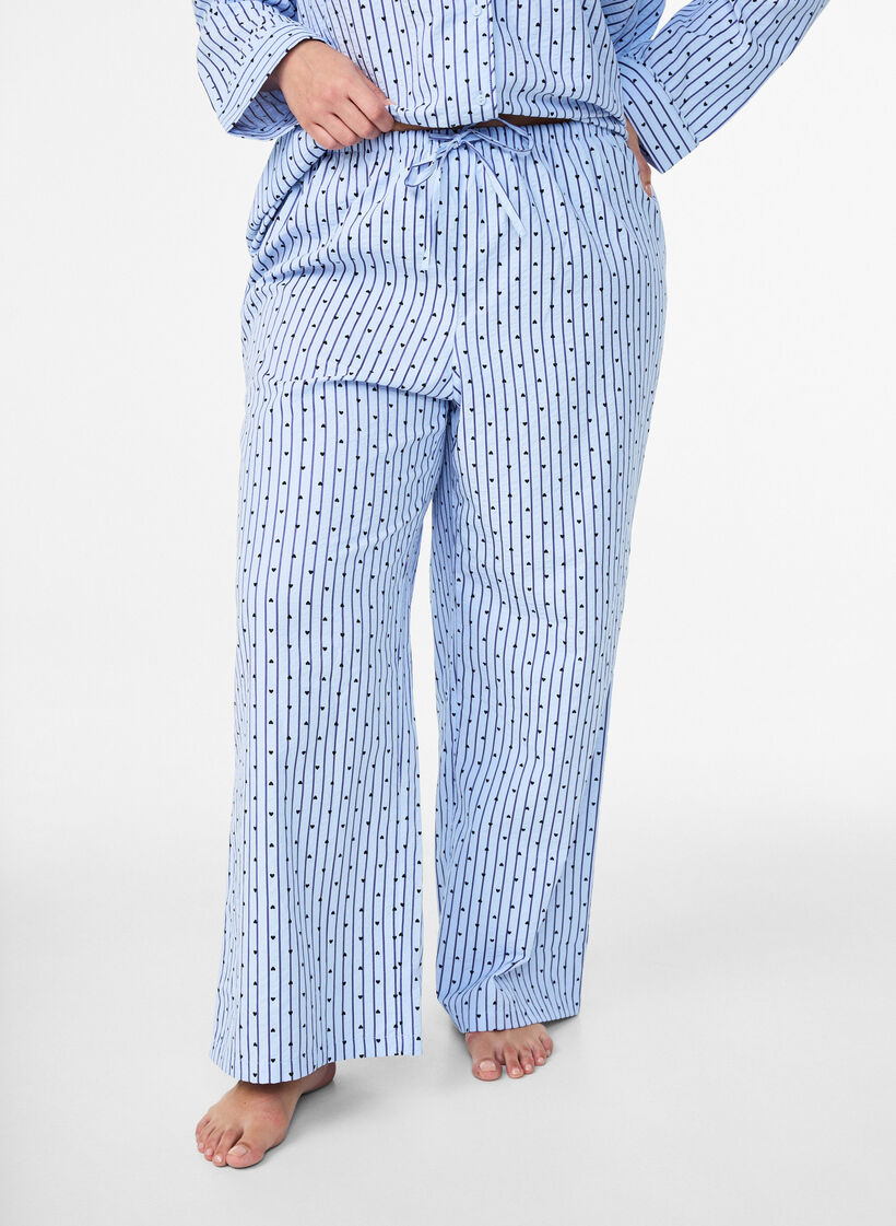 Pantalon de pyjama en seersucker ample &agrave; taille haute, Bleu Clair, Model image number 2