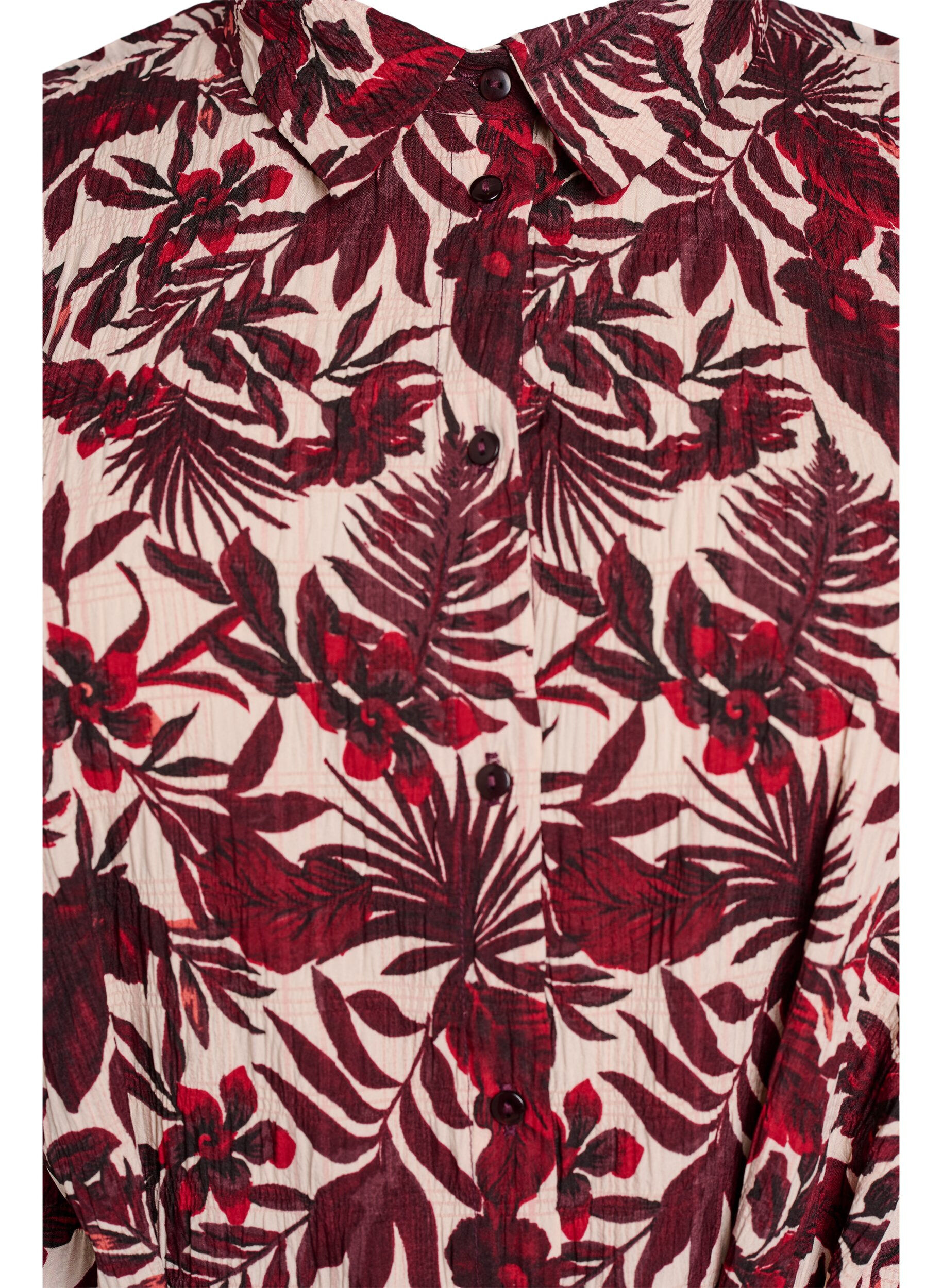 Zizzi Robe chemise mi-longue avec imprim&eacute; floral, Rouge, Packshot image number 2