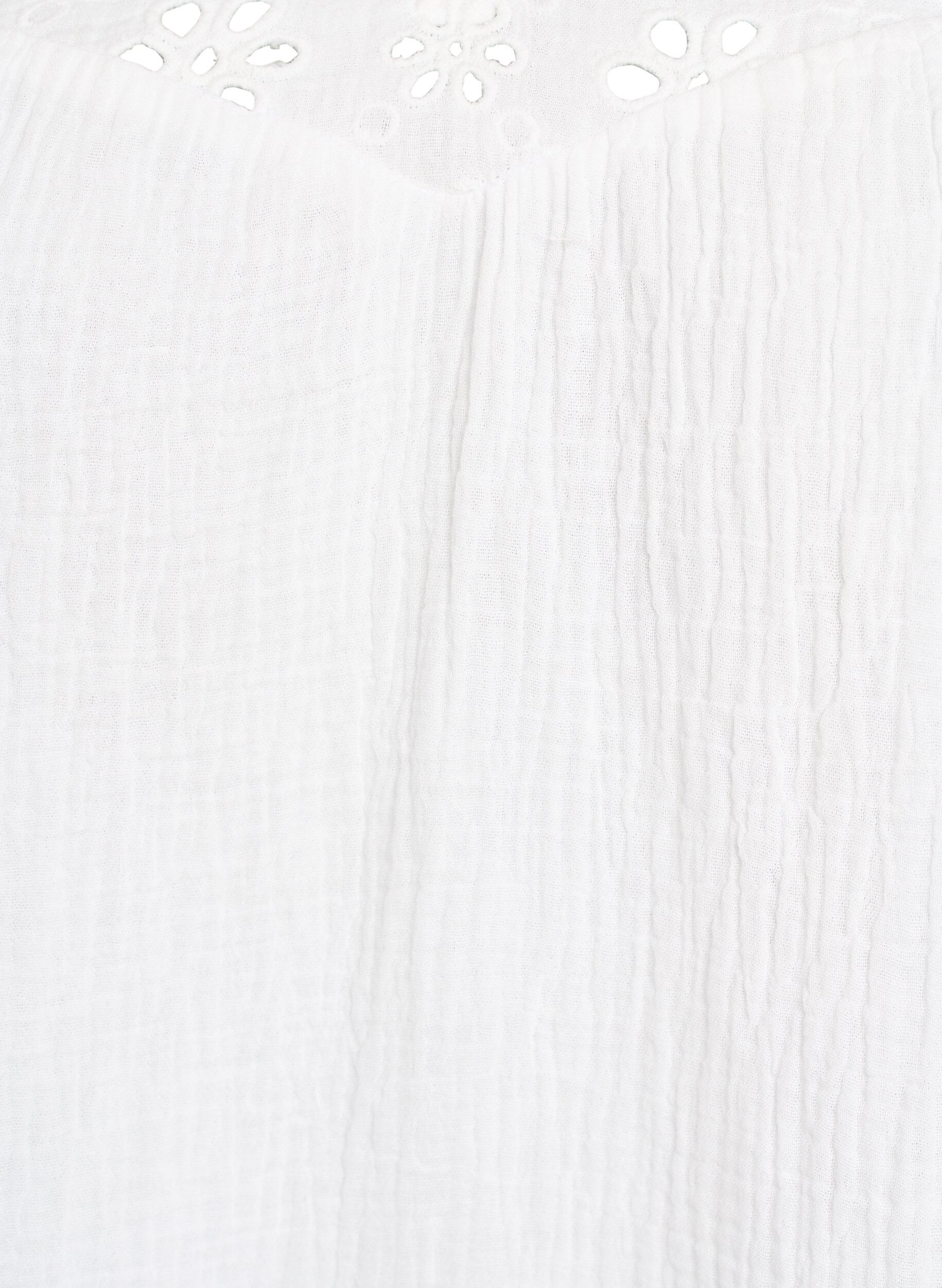 Zizzi Bluse aus Baumwoll-Musselin mit Broderie Anglaise und 1/2-&Auml;rmeln, Wei&szlig;, Packshot image number 2