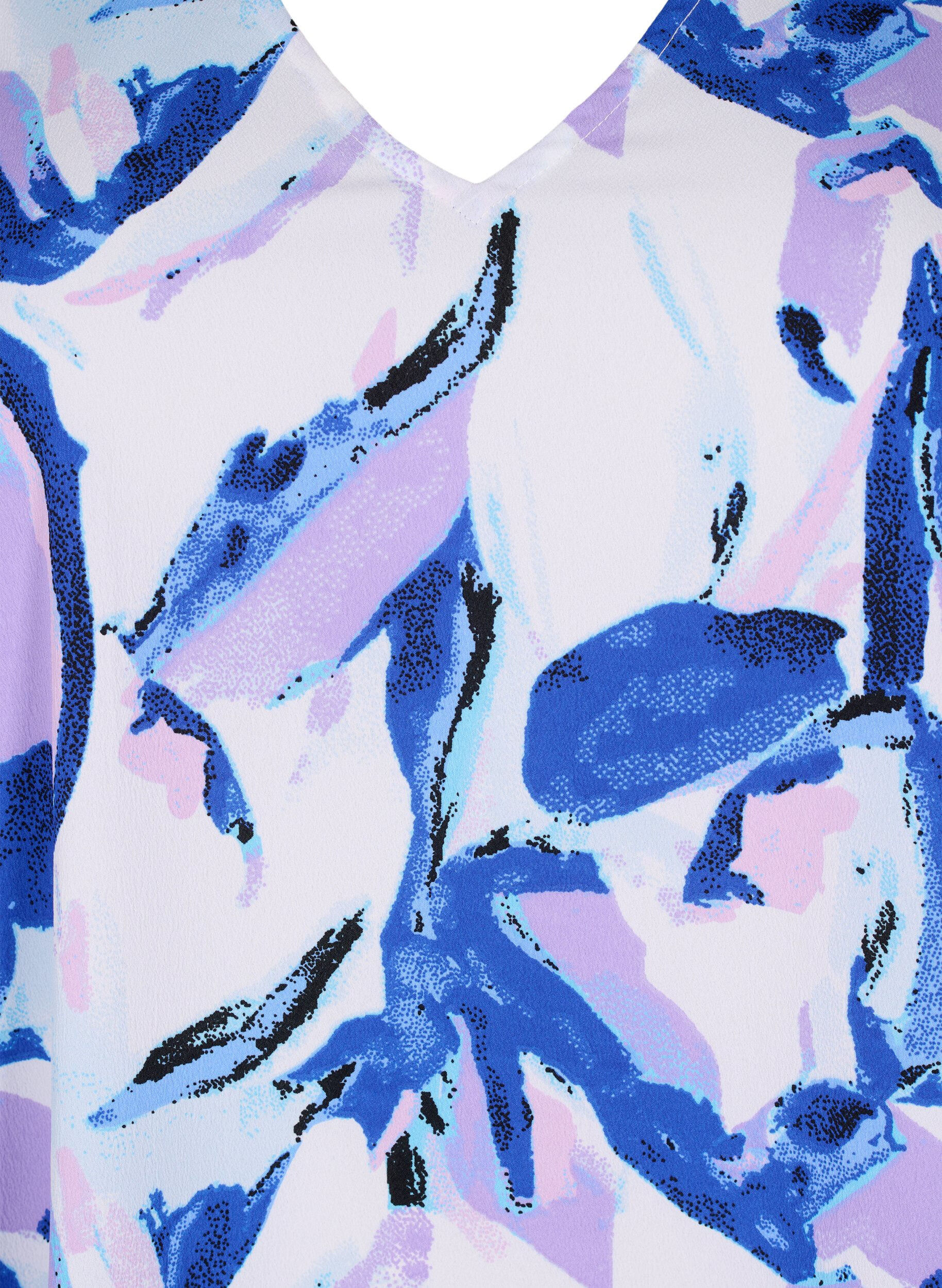 Zizzi Robe FLASH &agrave; col en V avec imprim&eacute;, Snow White Flower, Packshot image number 2