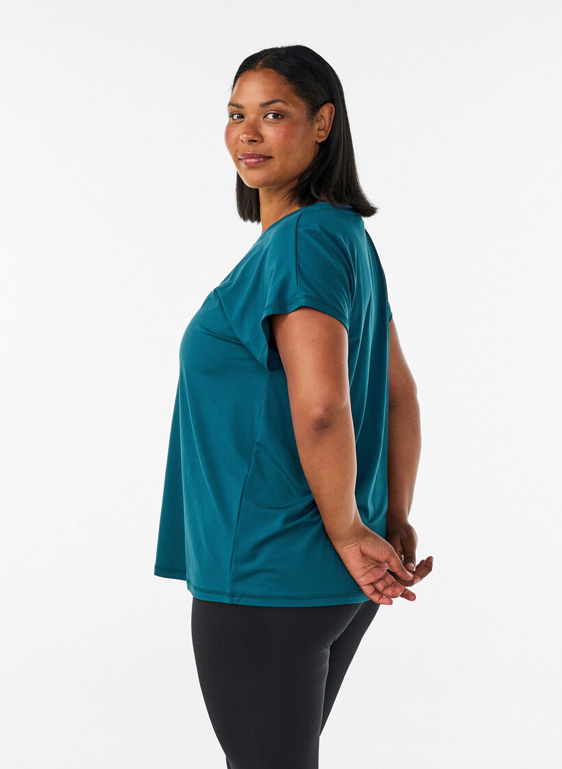 Einfarbiges Trainings-T-Shirt, Gr&uuml;n, Model image number 2