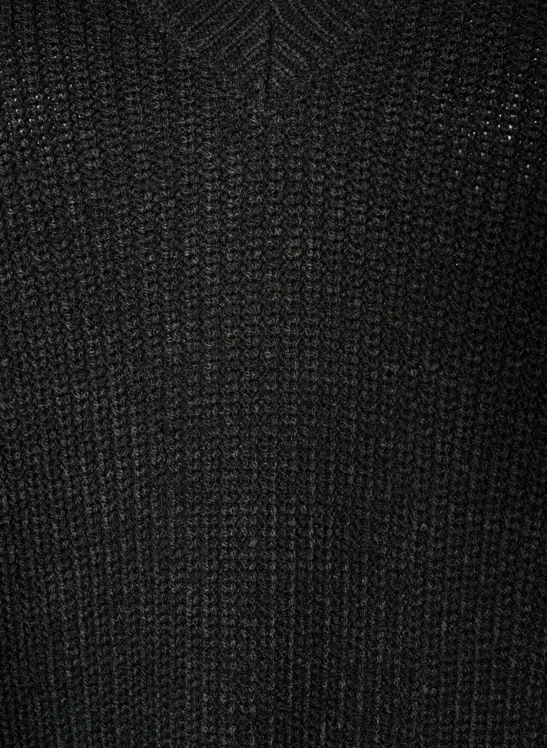 ZizziLange Rippstrickbluse mit V-Ausschnitt, Schwarz, Packshot image number 2