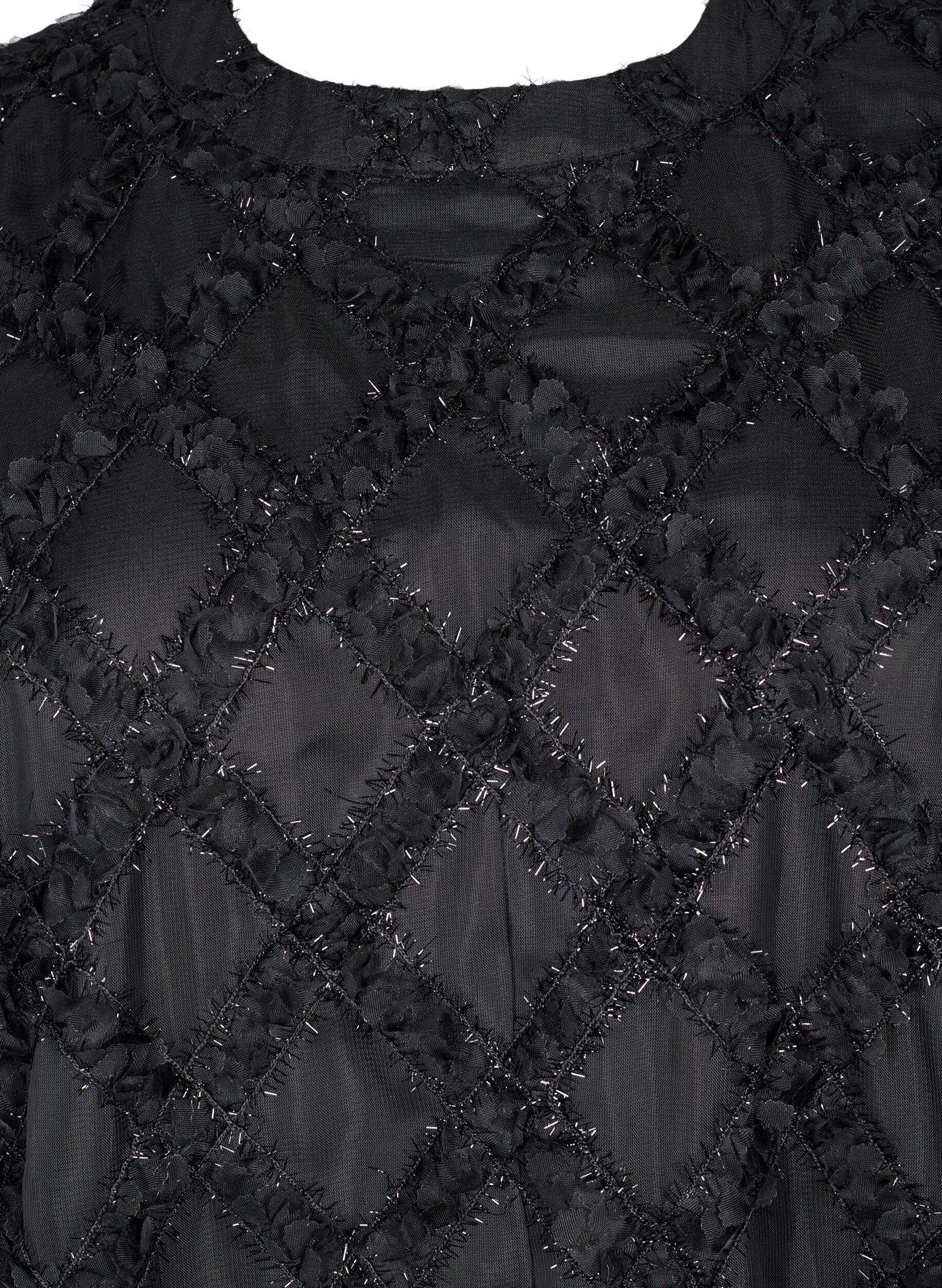 Zizzi Robe courte textur&eacute;e, Black, Packshot image number 2