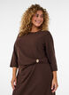 Robe en jersey avec drap&eacute; et boucle d&eacute;corative, Marron, Model image number 2