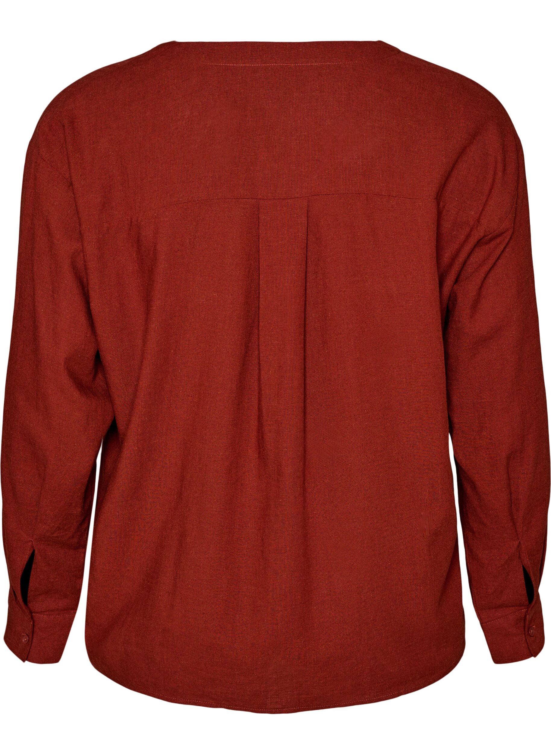 ZizziBluse aus Leinen und Viskose mit V-Ausschnitt, Rot, Packshot image number 1