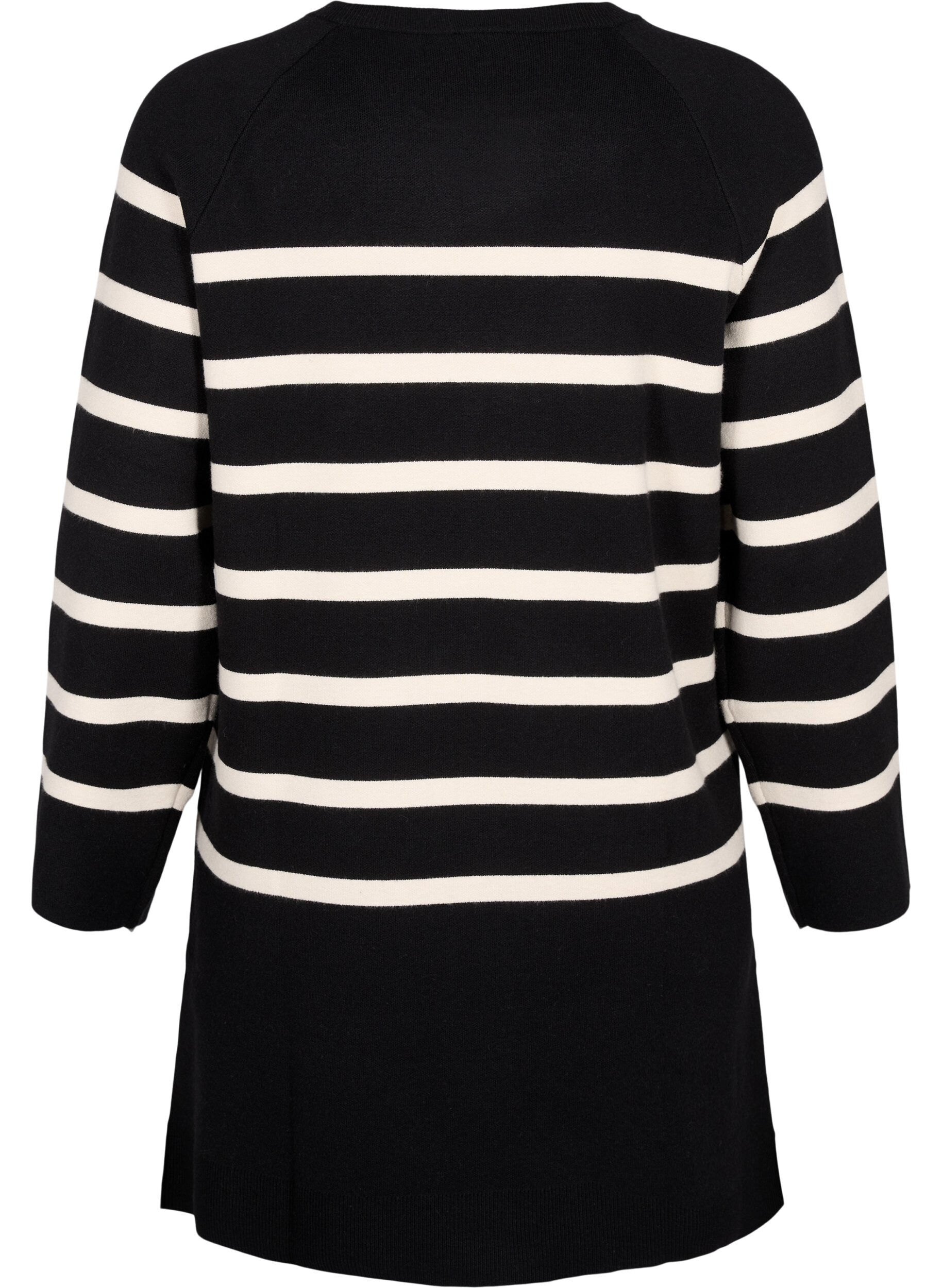 Zizzi Robe en maille avec col rond &agrave; fente, Noir, Packshot image number 1