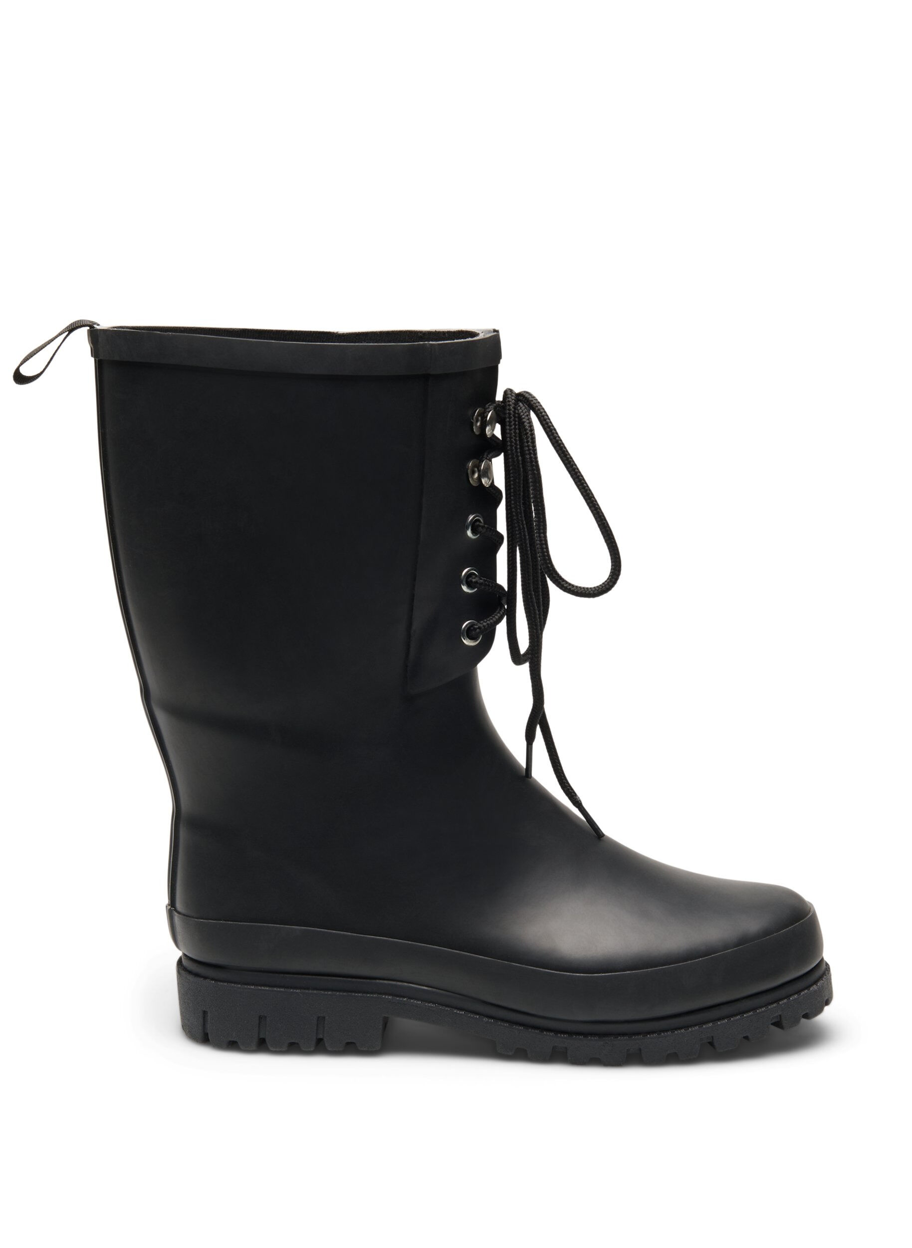 Zizzi Gummistiefel mit breiter Passform sowie Schn&uuml;rsenkel, Black, Packshot image number 0