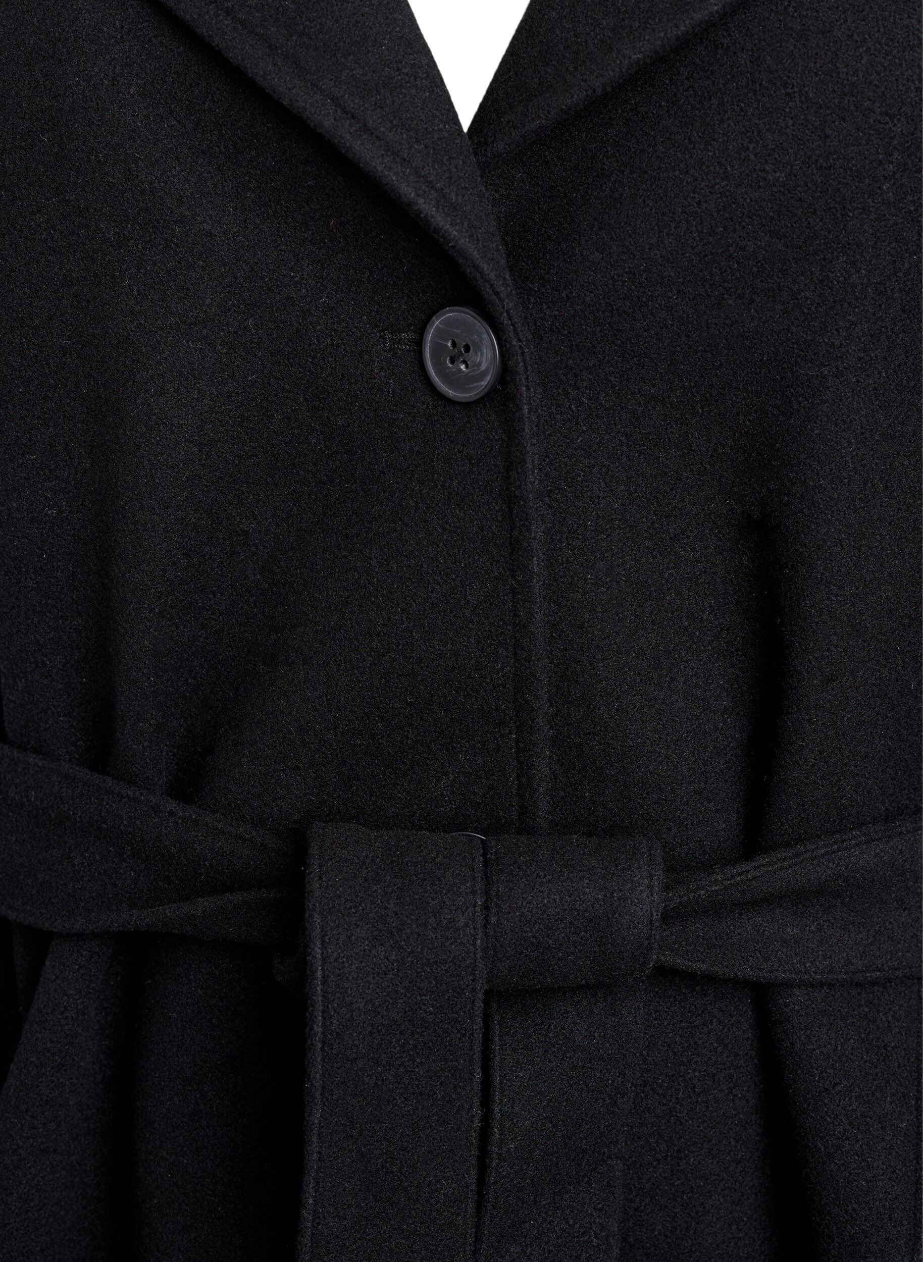 Zizzi Manteau court avec une ceinture, Noir, Packshot image number 2