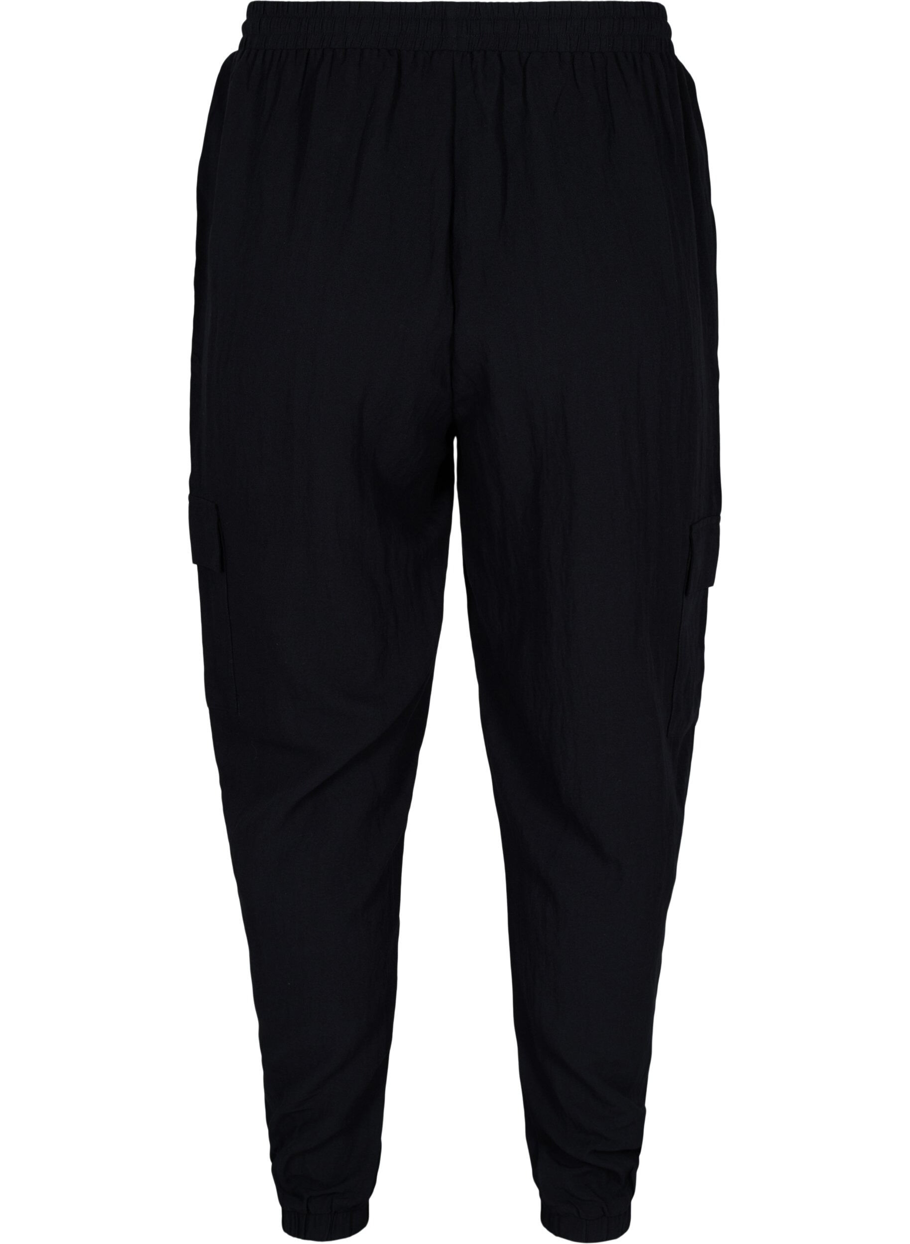 Zizzi Lockere Cargohose aus Viskose, Black, Packshot image number 1