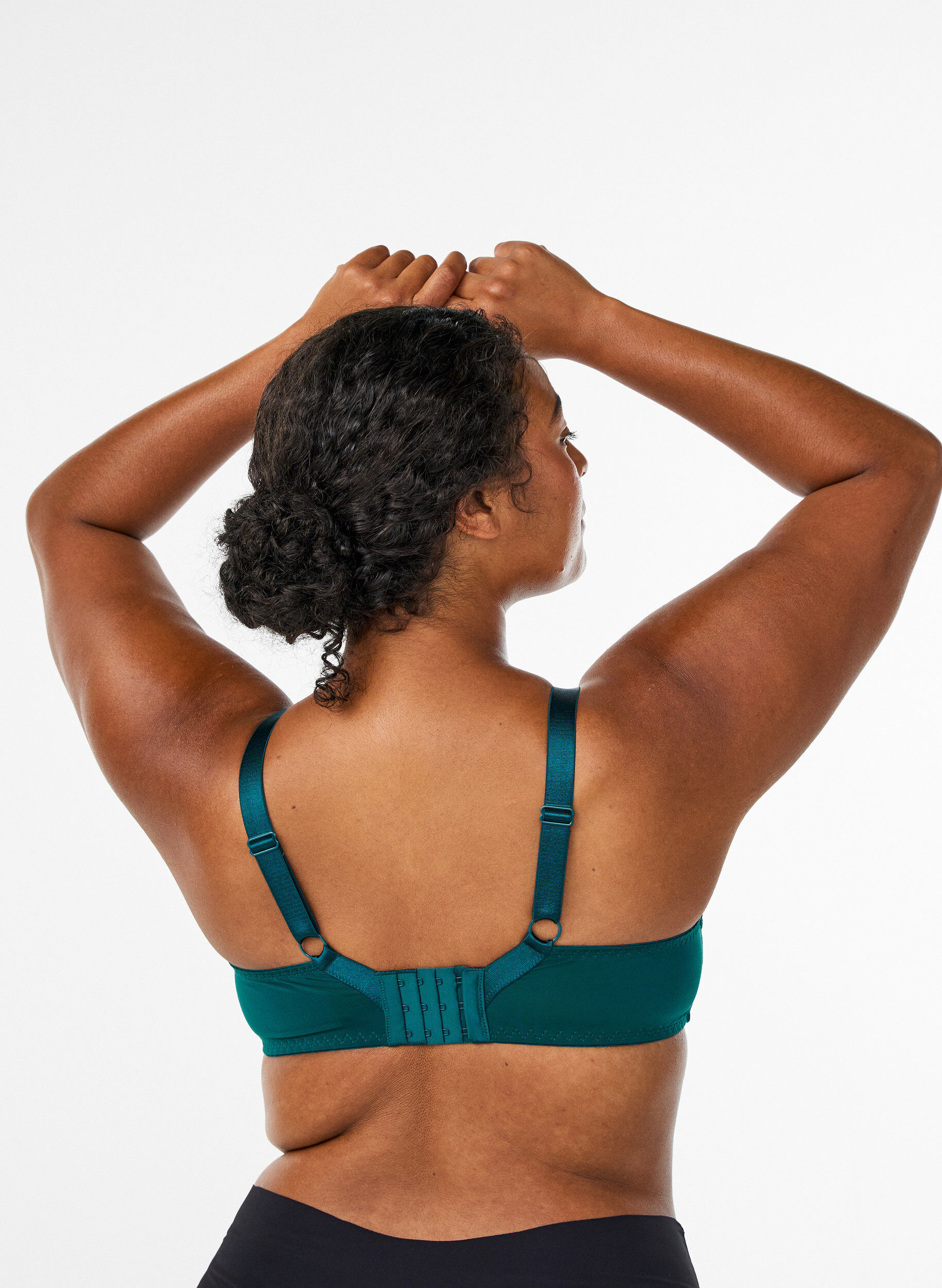 Zizzi Soutien-gorge rembourr&eacute; en dentelle avec armatures, Vert fonc&eacute;, Model image number 2